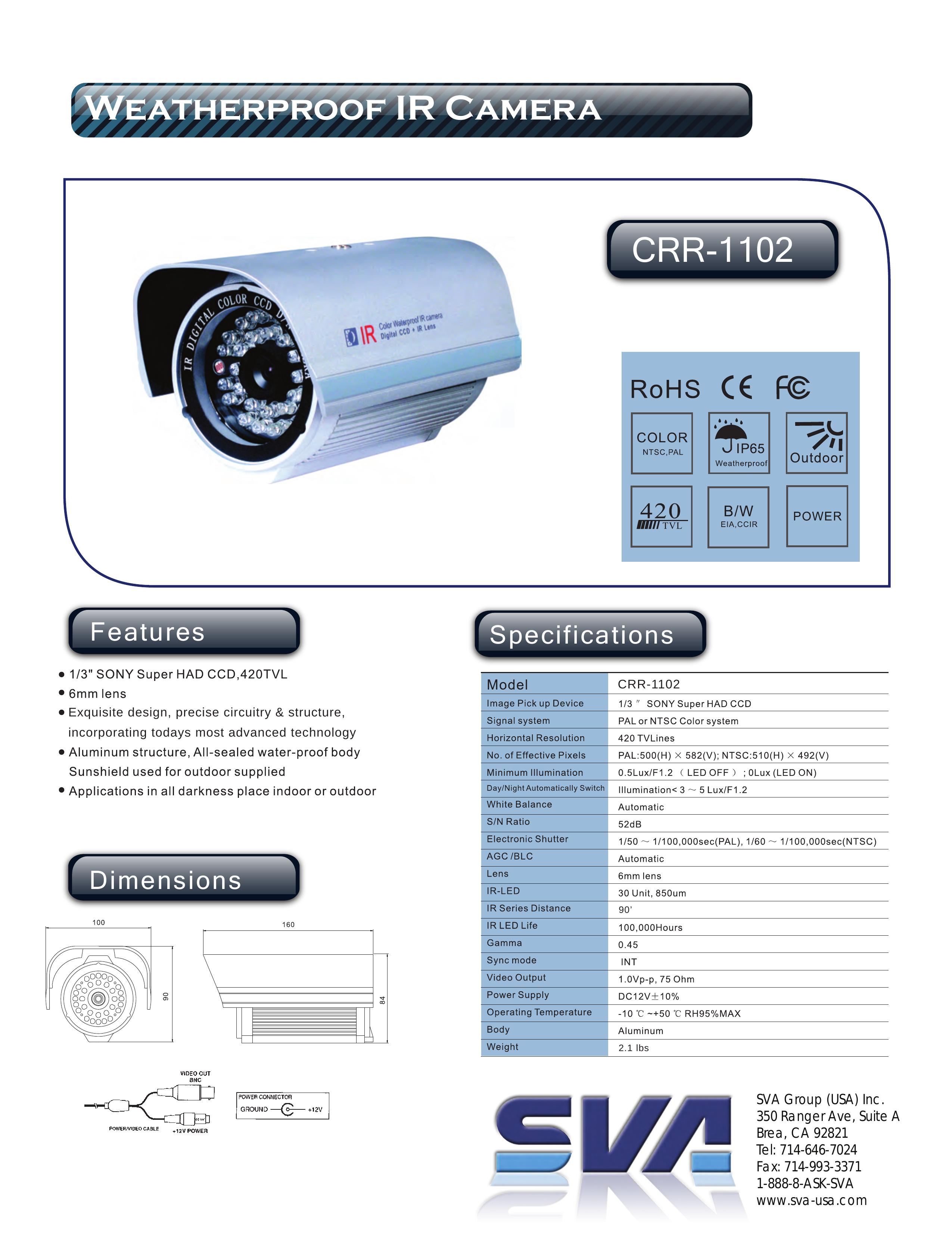 SVA CRR-1102 Security Camera User Manual