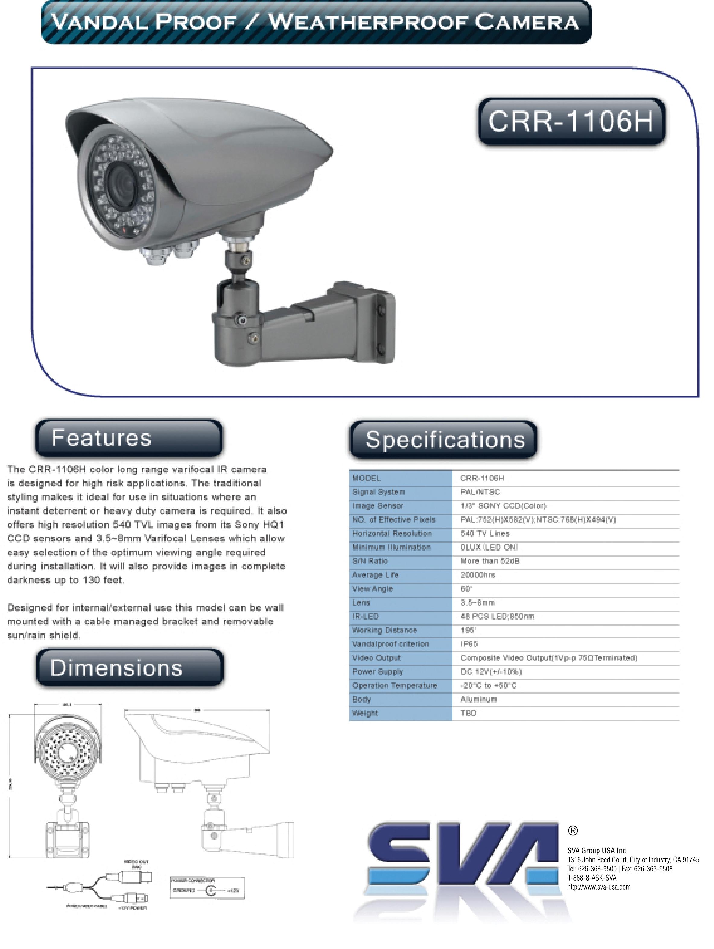SVA CRR-1106H Security Camera User Manual