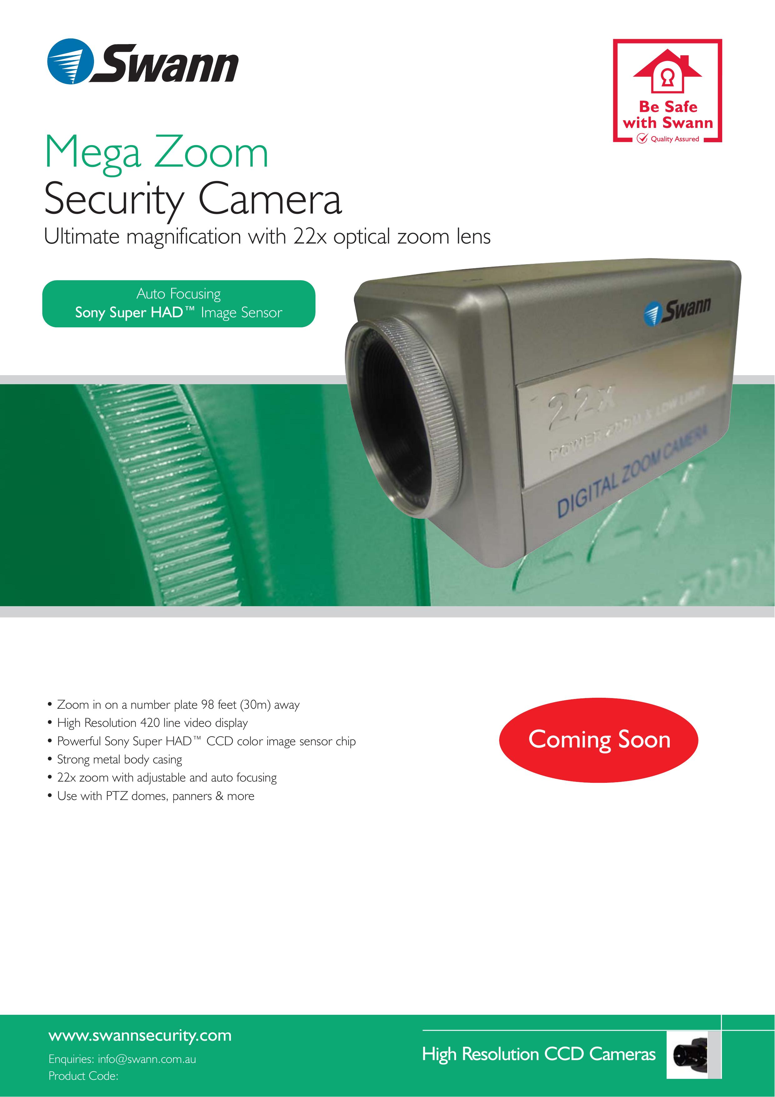 Swann 22x Zoom CCD Camera Security Camera User Manual