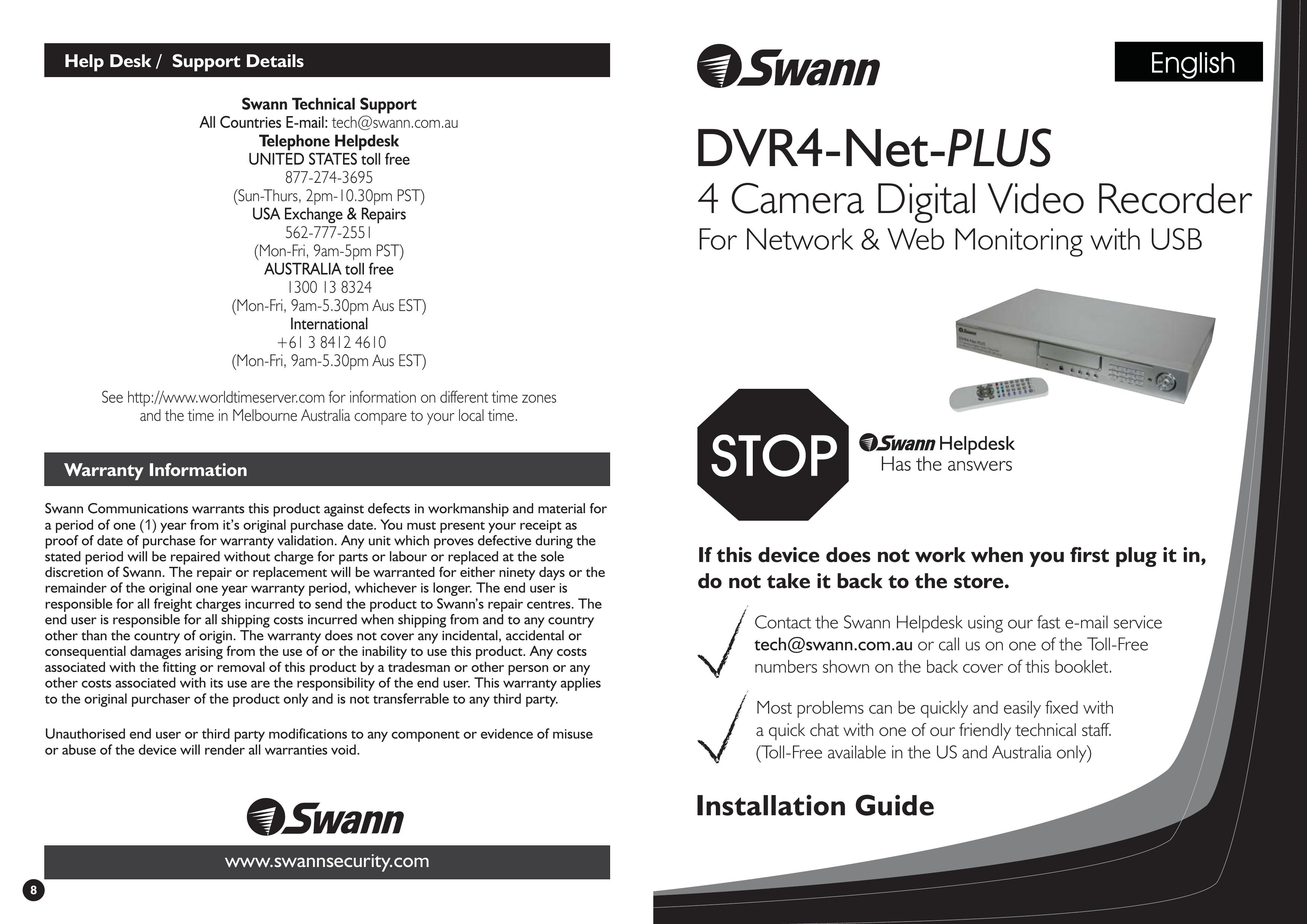 Swann DVR4-Net-PLUS Security Camera User Manual