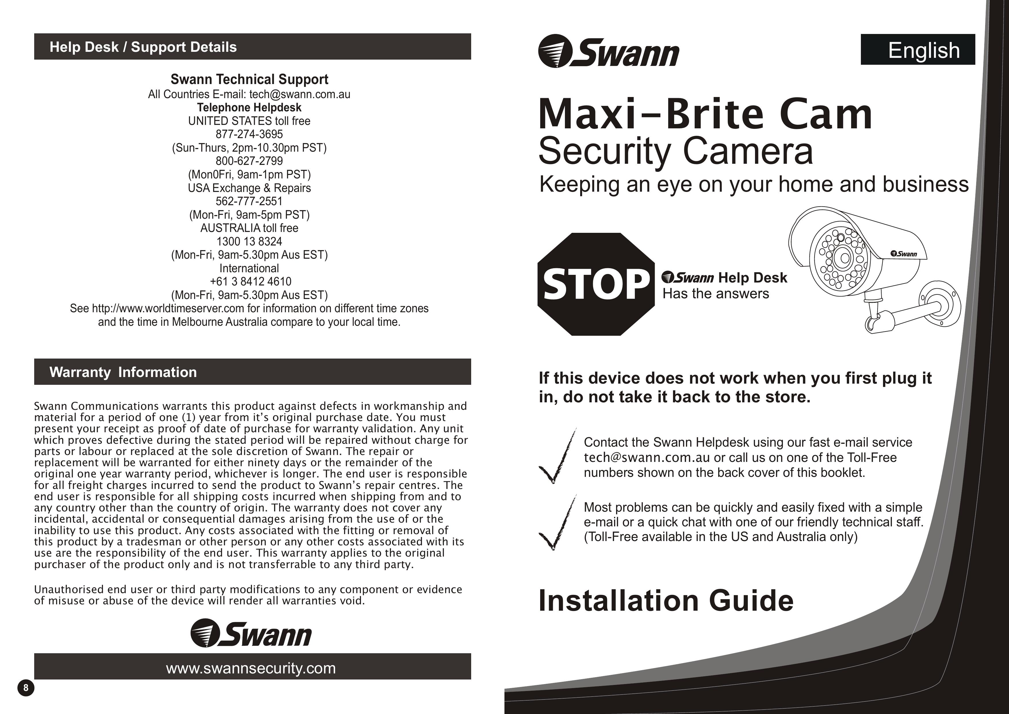 Swann F-SW244-LPC Security Camera User Manual