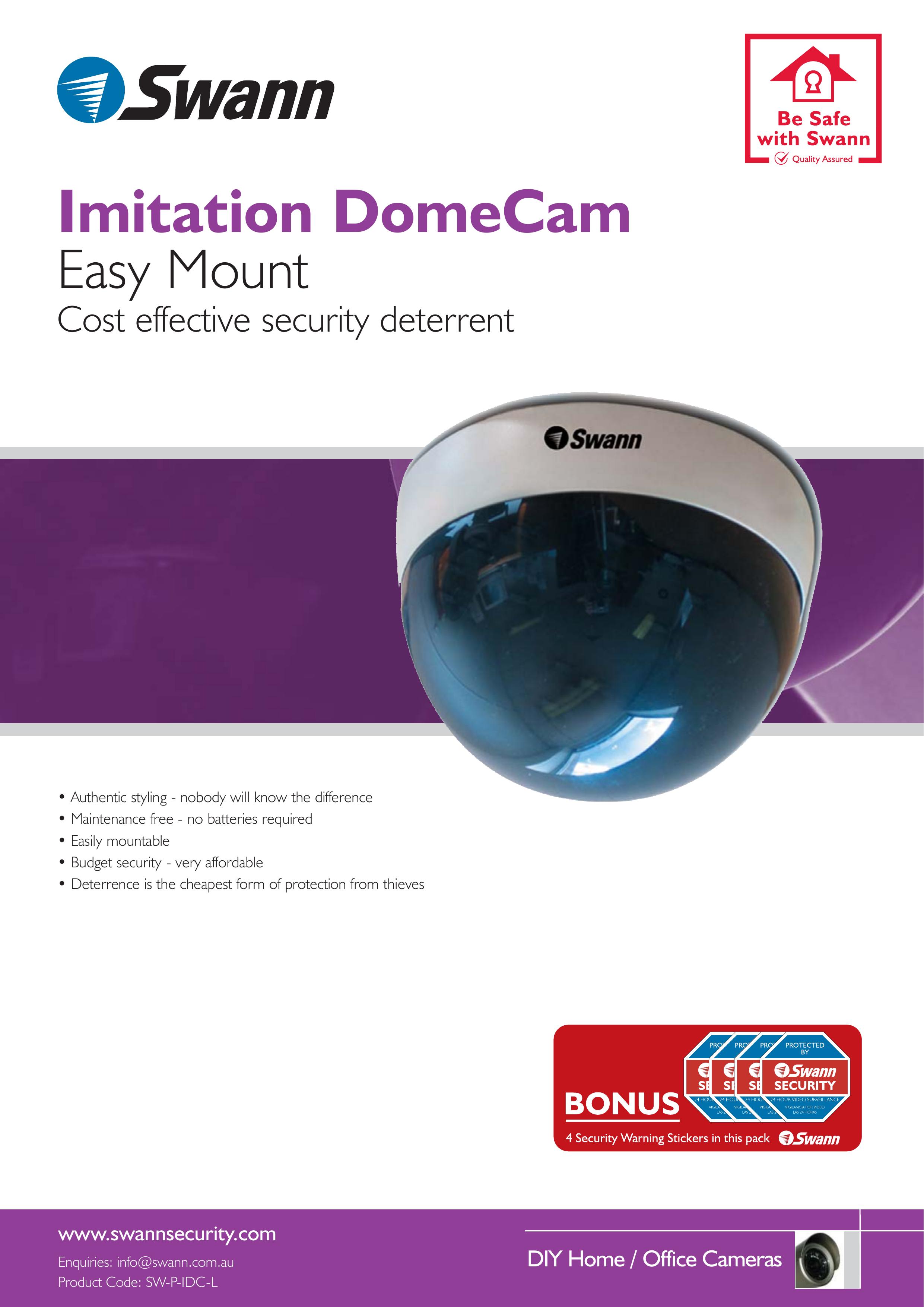 Swann Imitation Dome Camera Security Camera User Manual