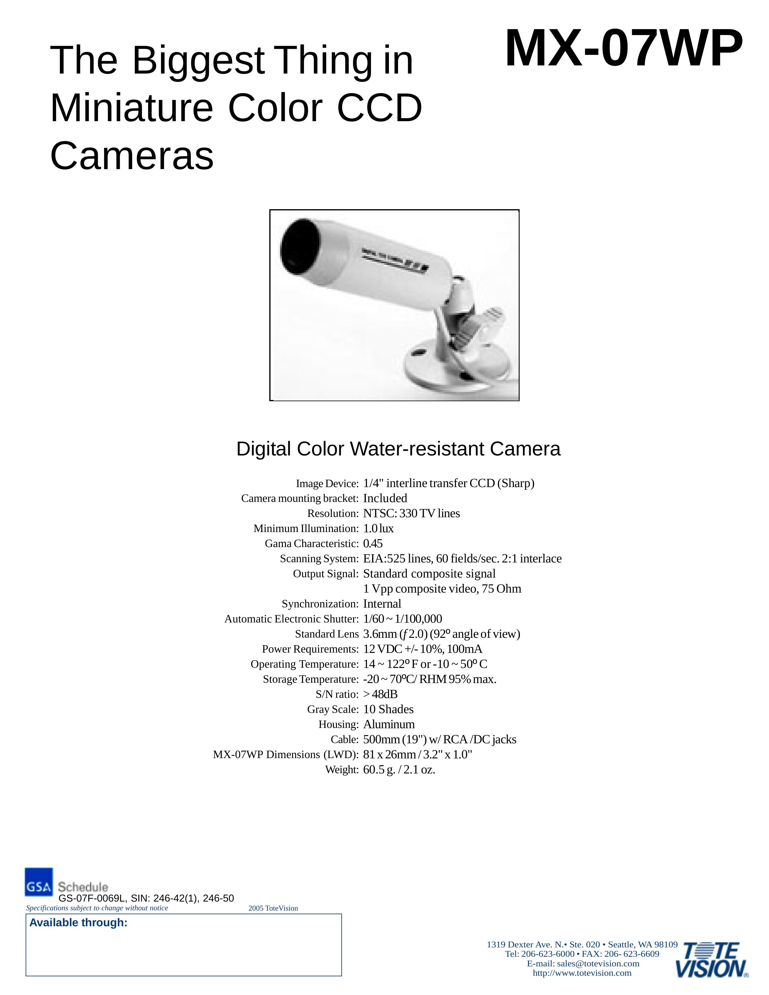 Tote Vision MX-07WP Security Camera User Manual