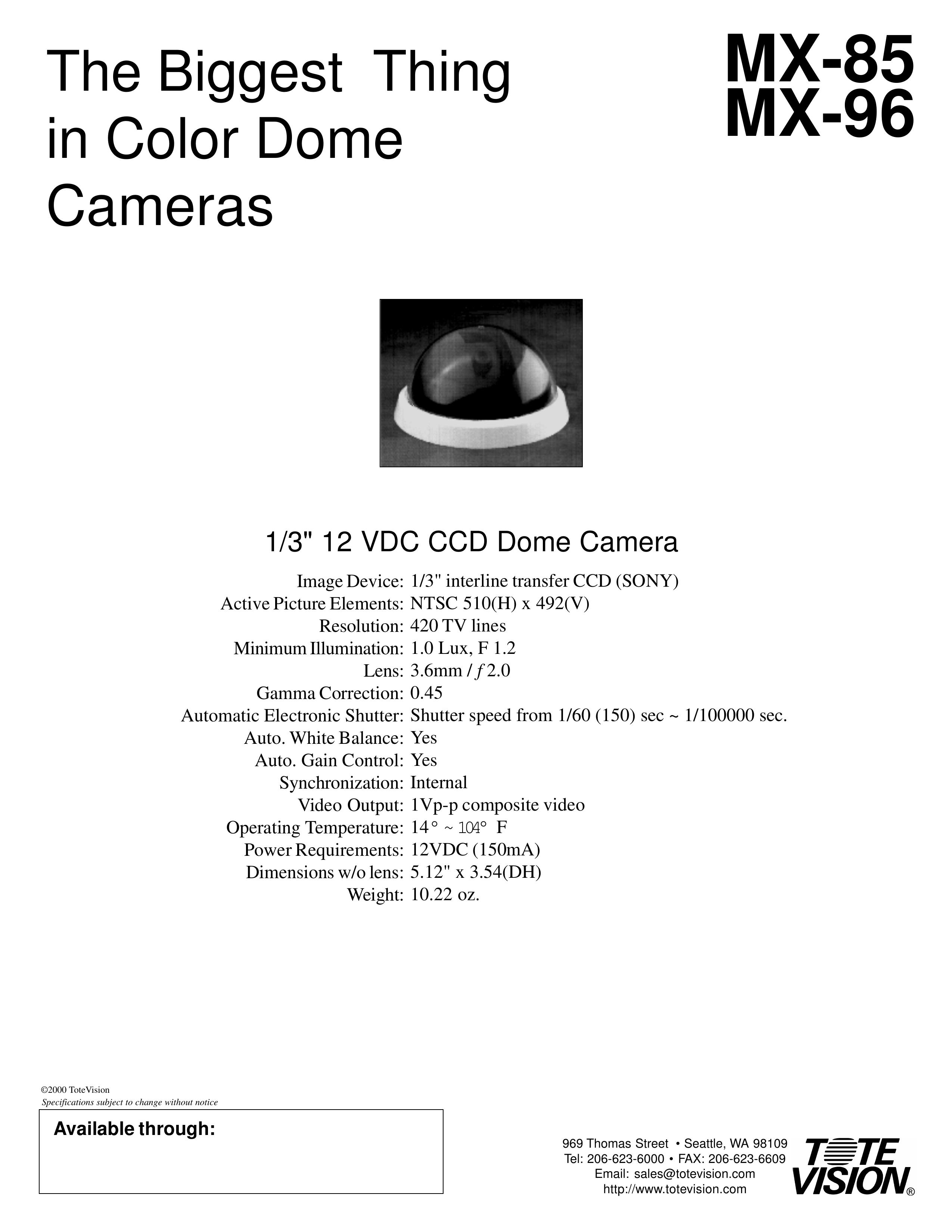 Tote Vision MX-85 Security Camera User Manual