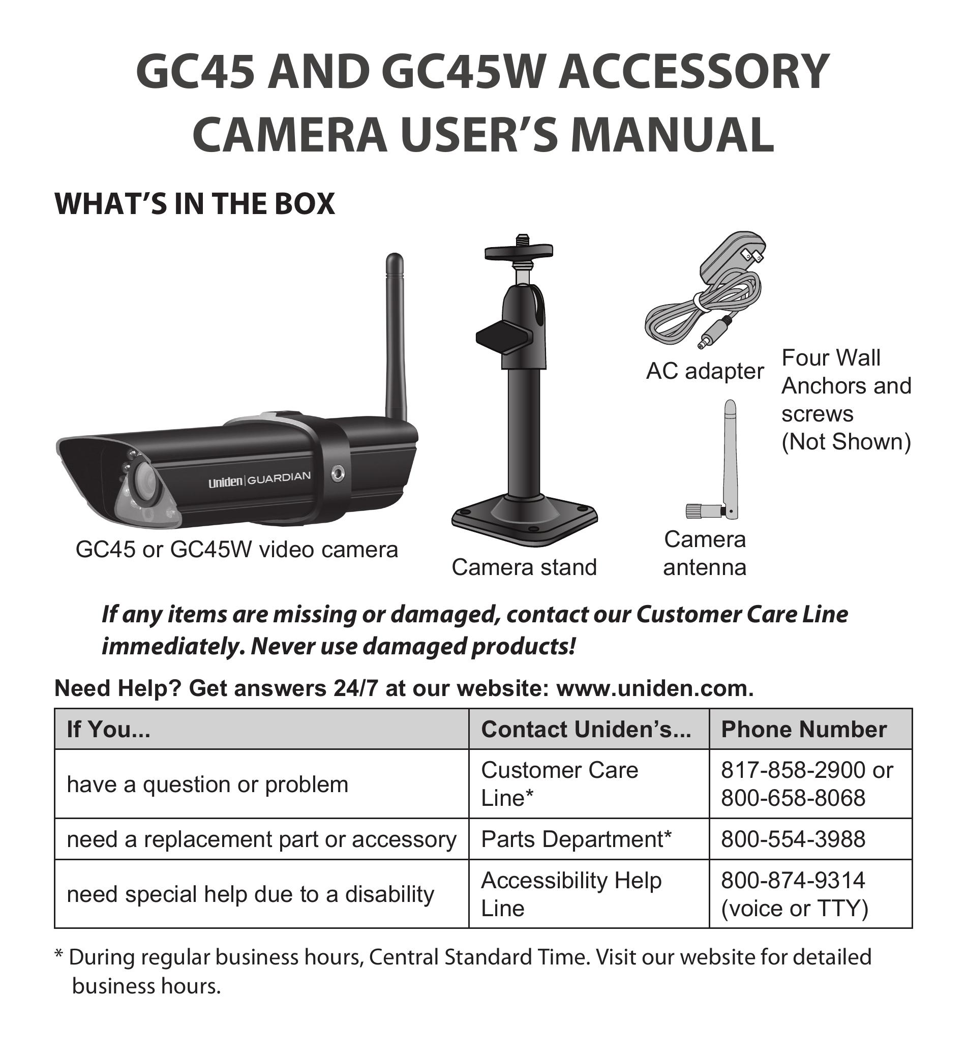 Uniden GC45 Security Camera User Manual