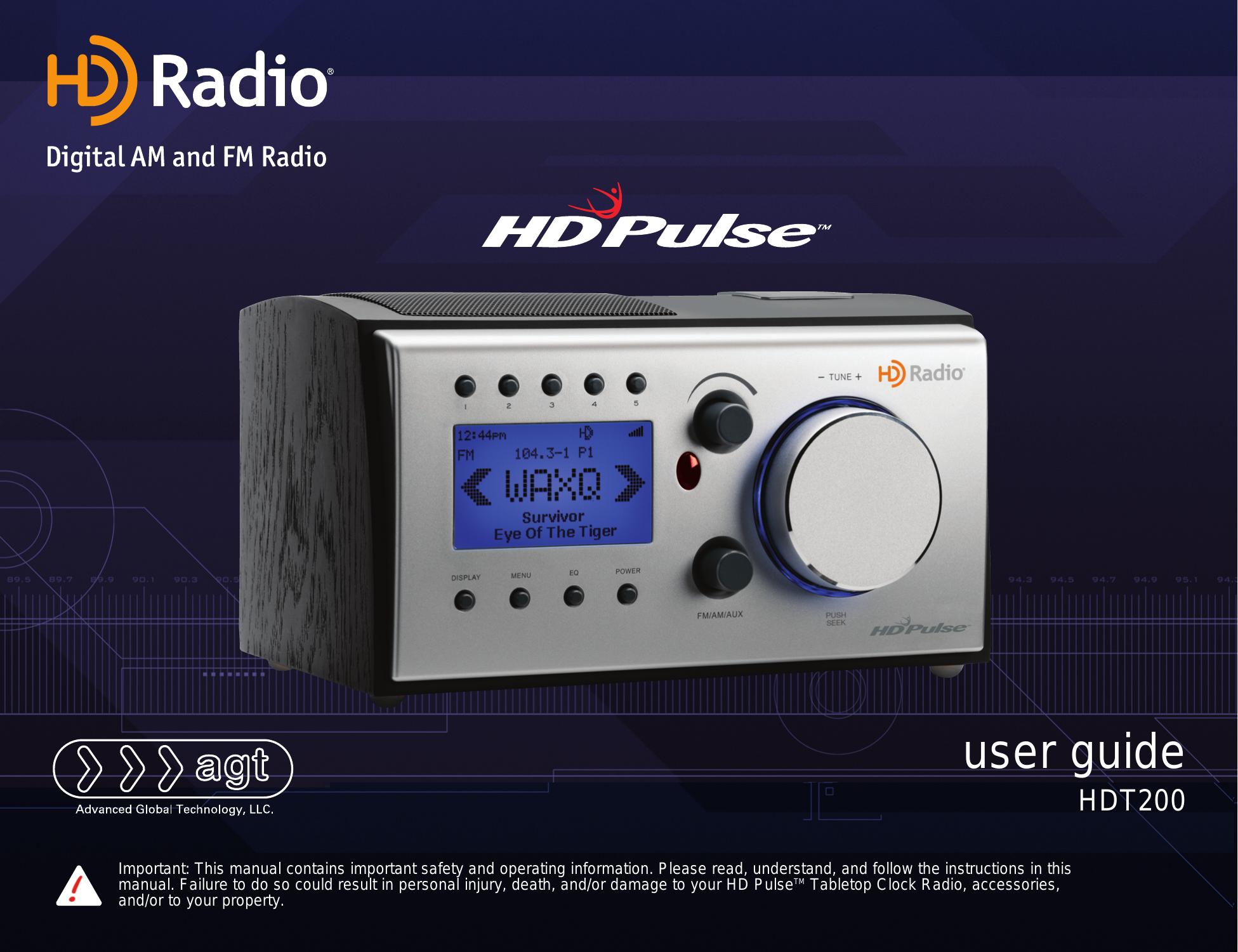Advanced Global Technology HDT200 Clock Radio User Manual