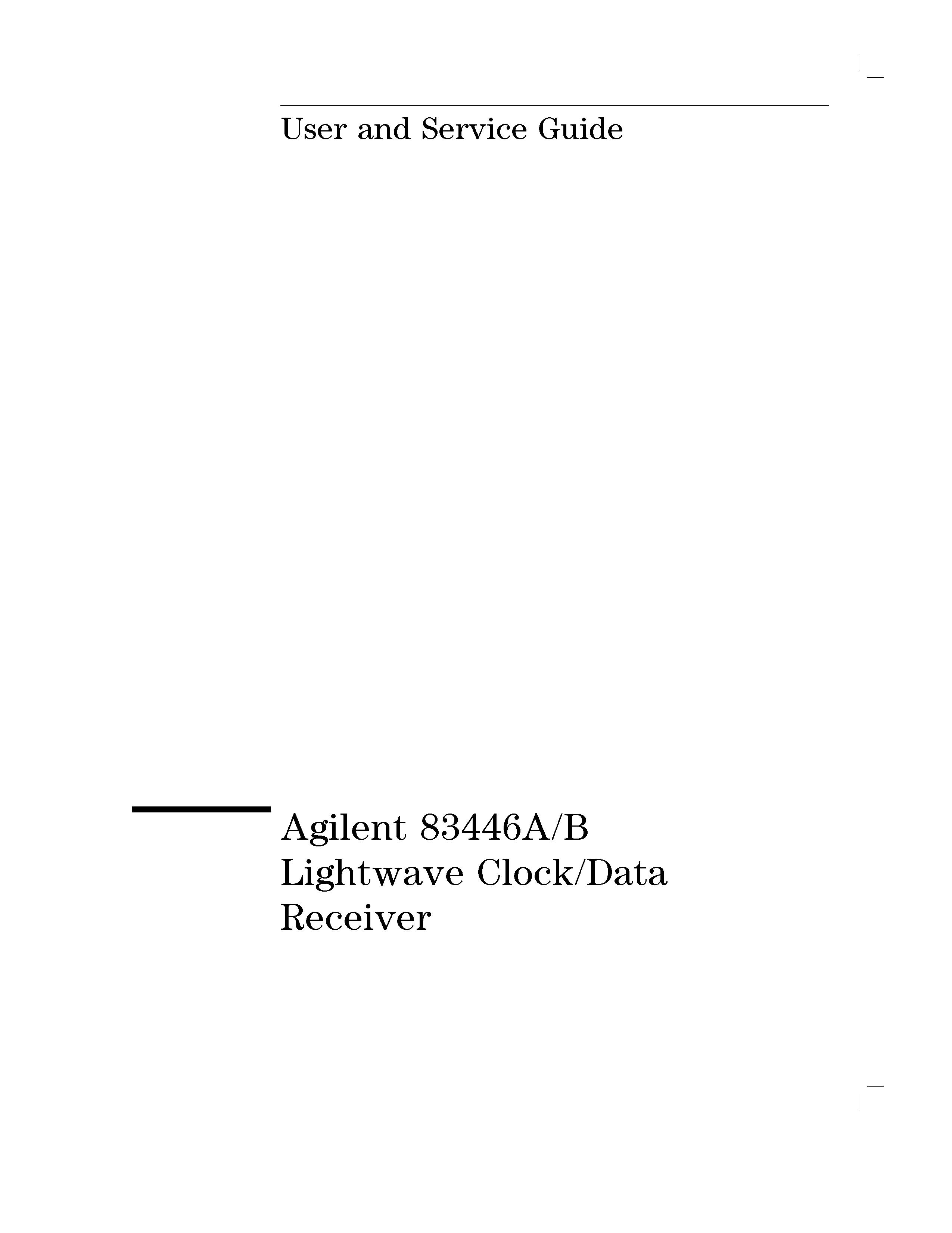 Agilent Technologies 83446A Clock Radio User Manual
