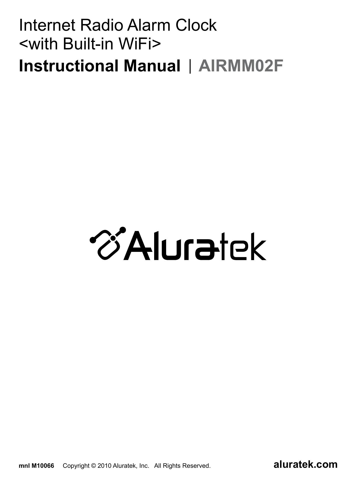 Aluratek AIRMM02F Clock Radio User Manual