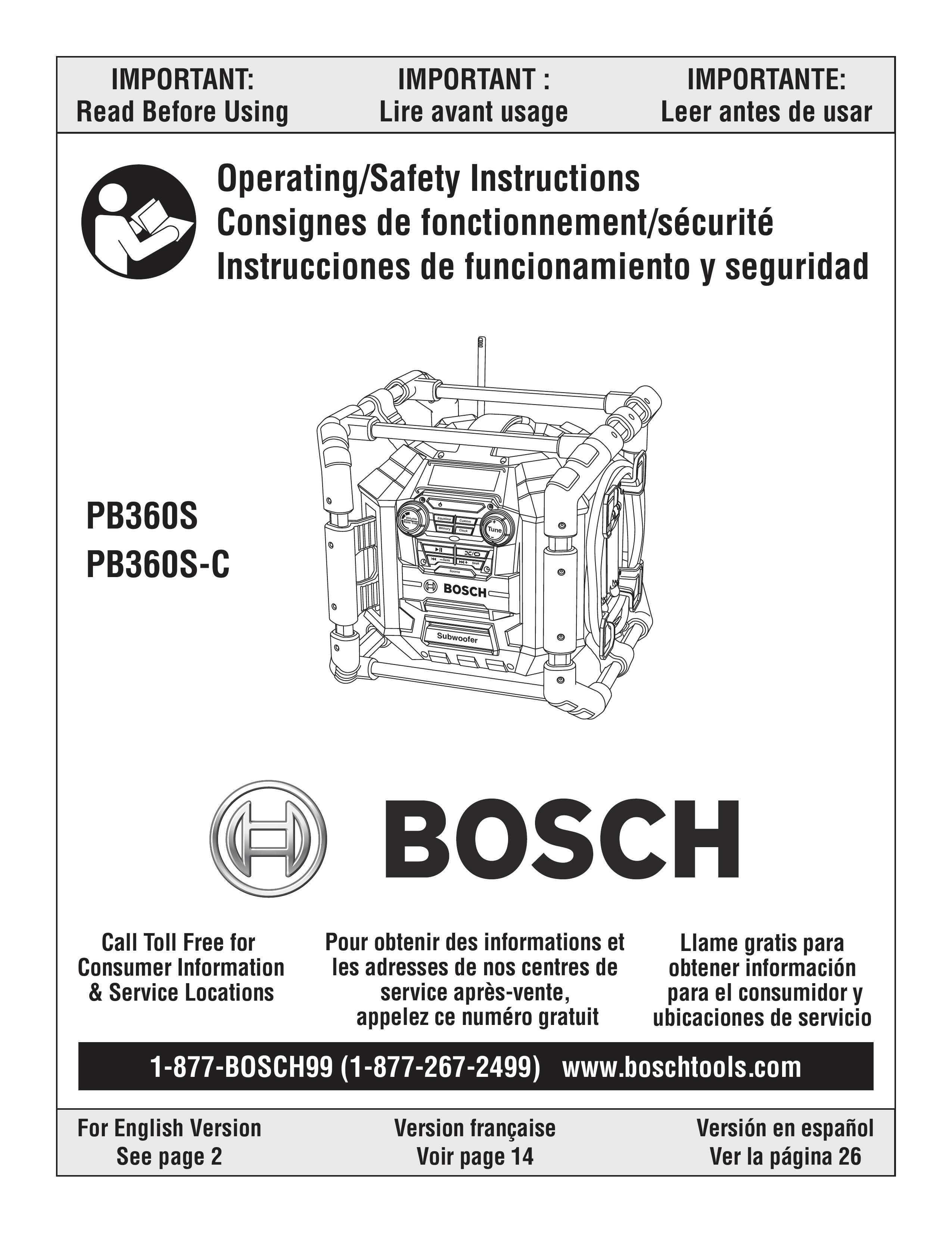 Bosch Power Tools PB360S Clock Radio User Manual