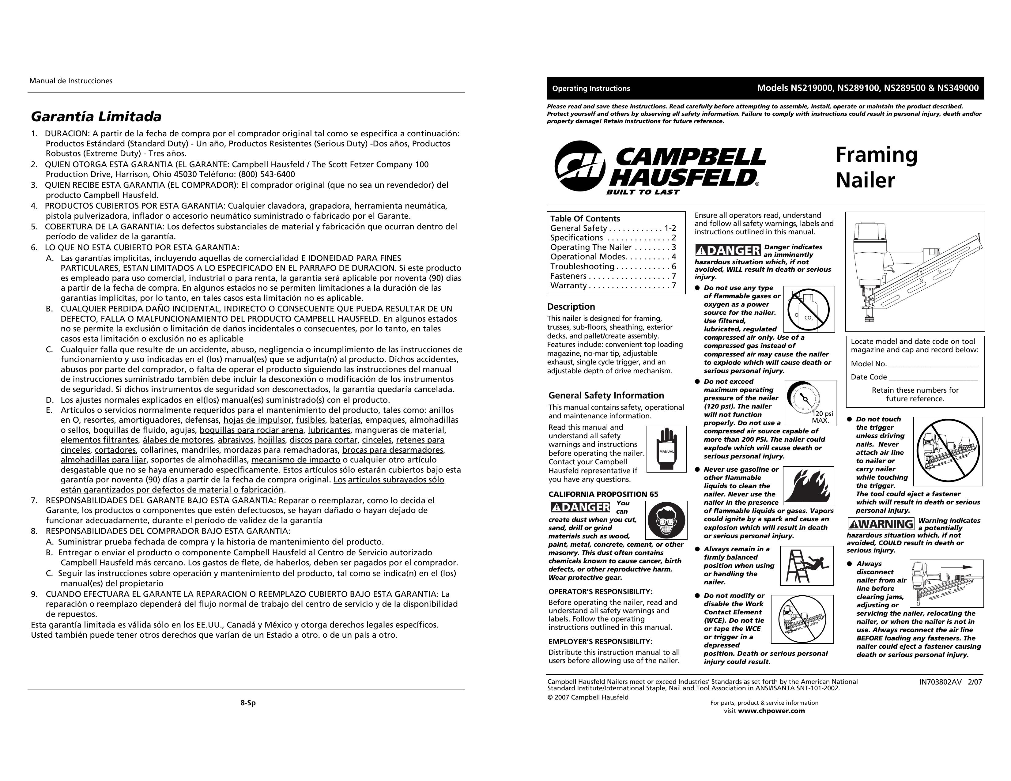 Campbell Hausfeld NS219000 Clock Radio User Manual