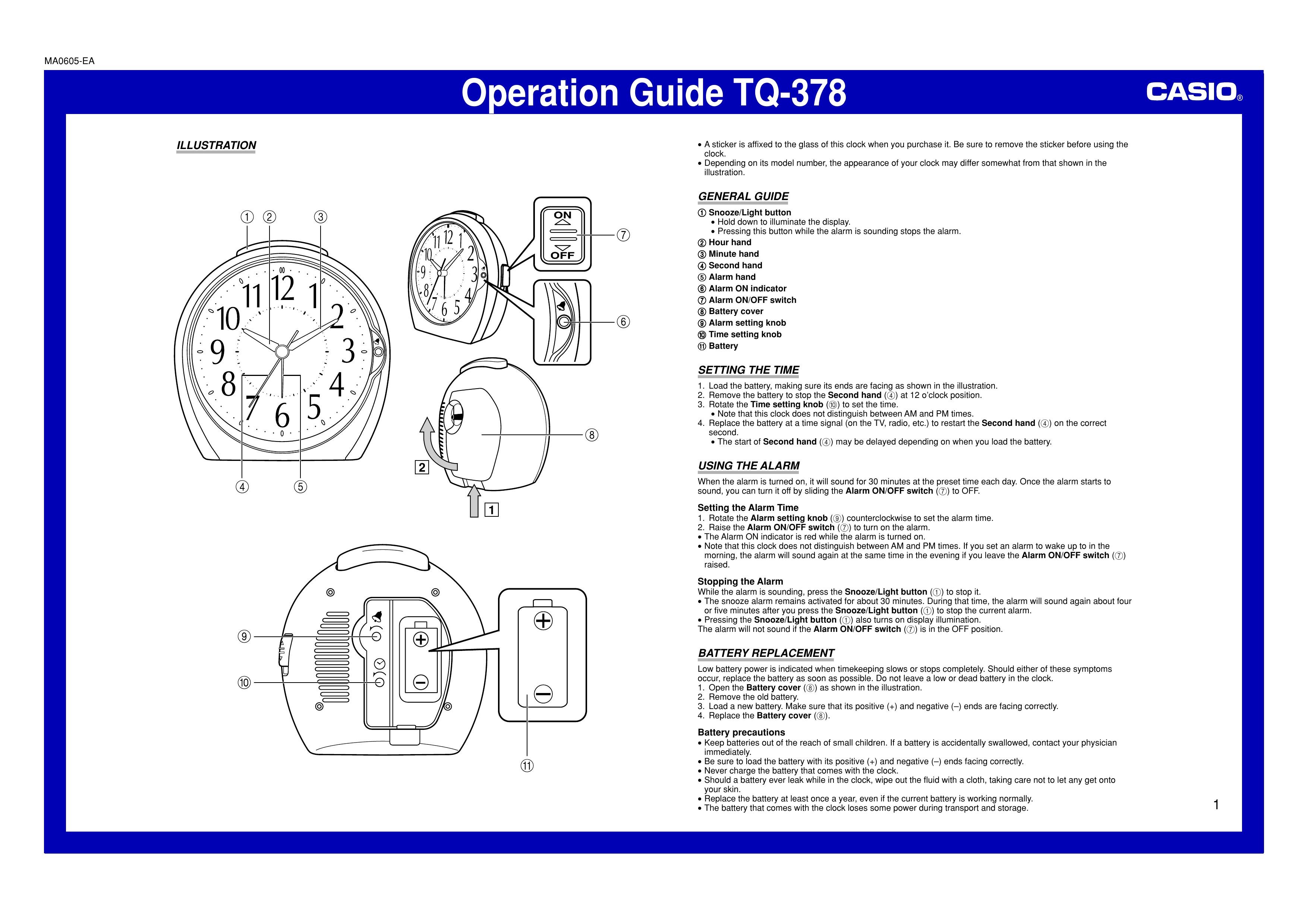 Casio MA0605-EA Clock Radio User Manual
