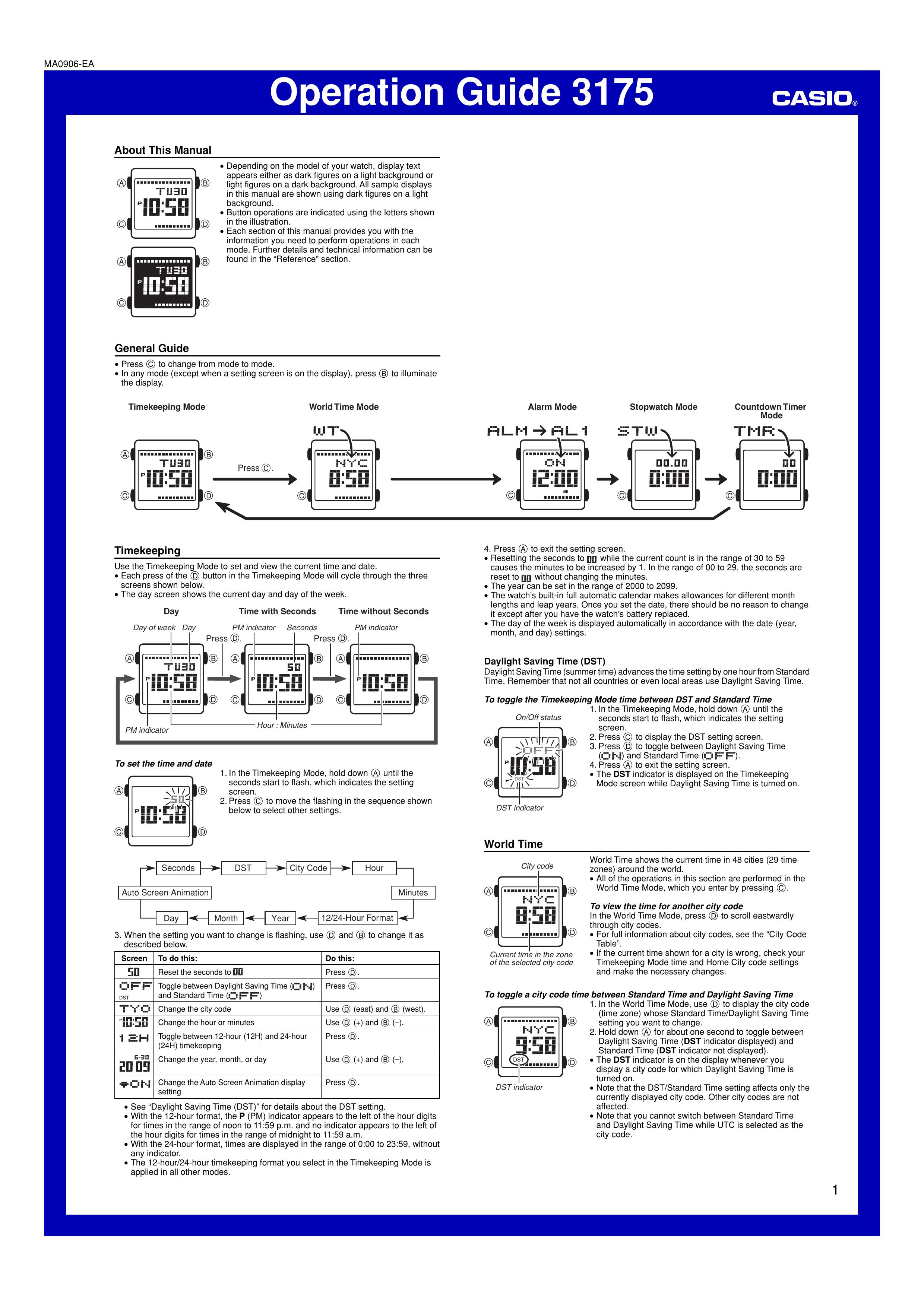 Casio MA0906-EA Clock Radio User Manual