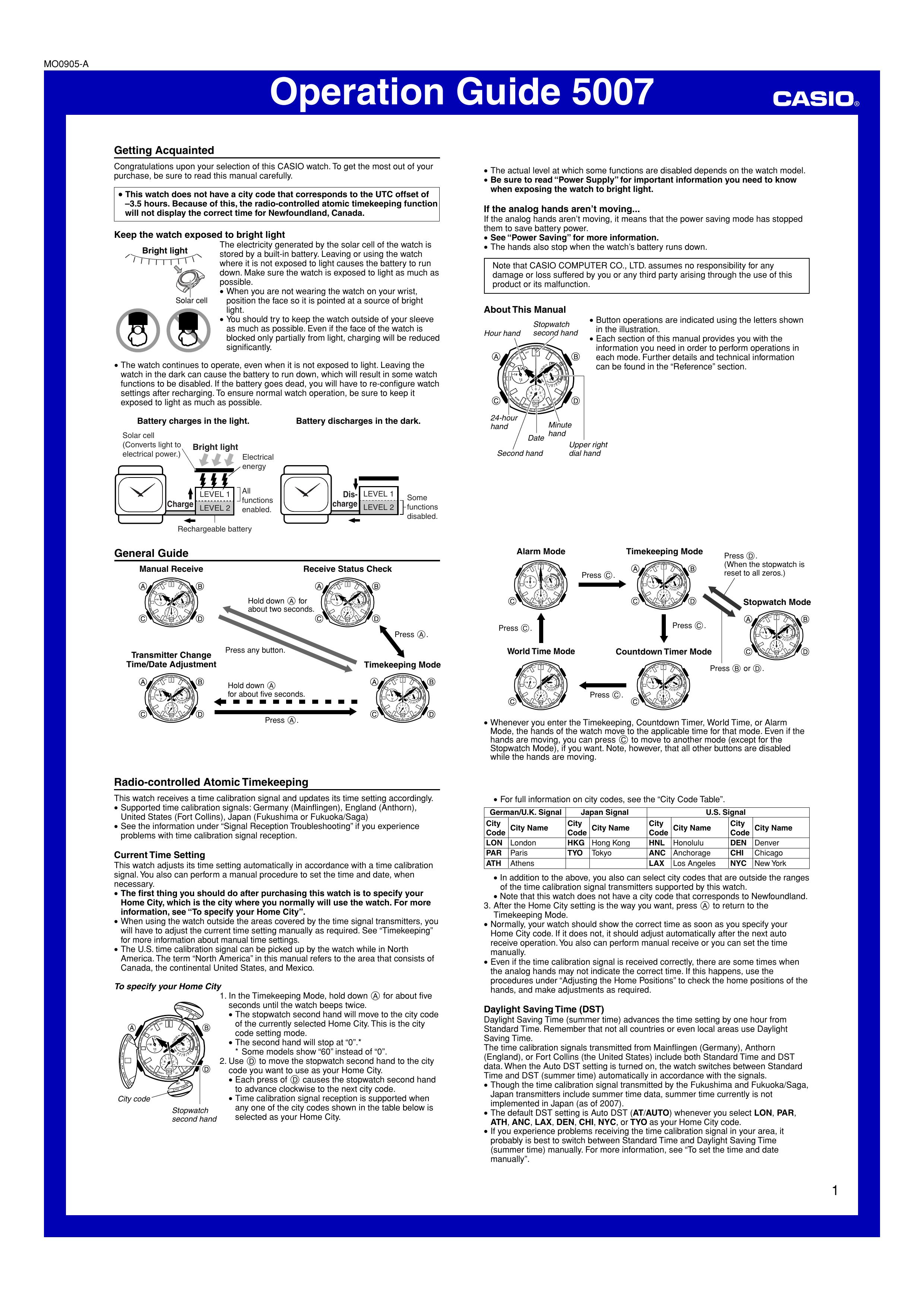 Casio MO0905-A Clock Radio User Manual
