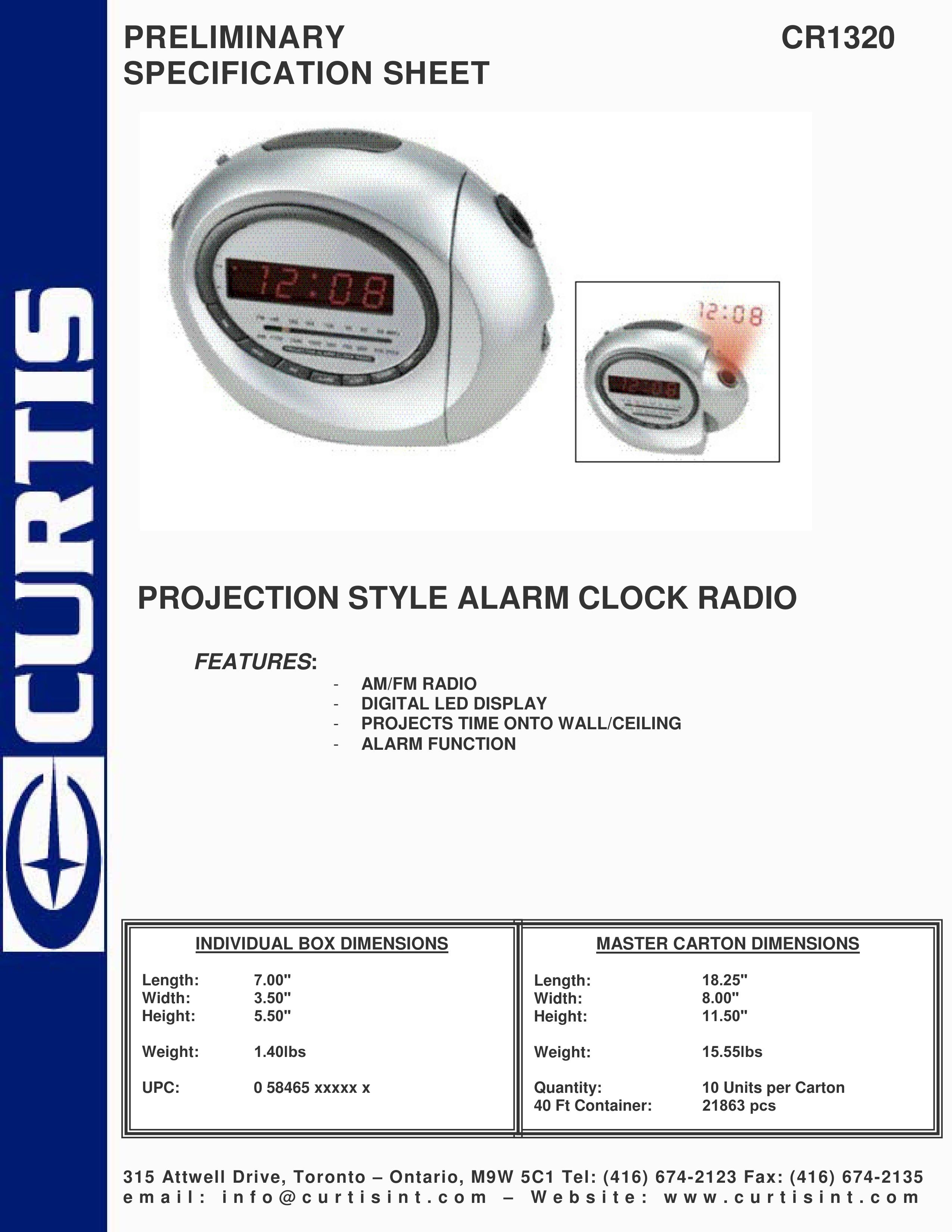 Curtis CR1320 Clock Radio User Manual
