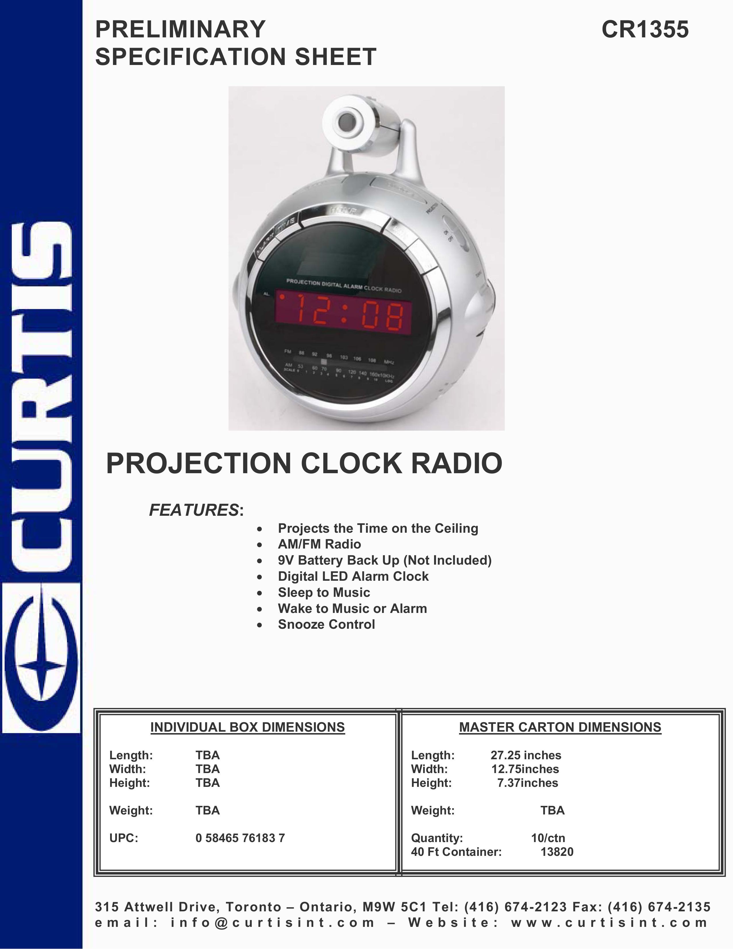 Curtis CR1355 Clock Radio User Manual