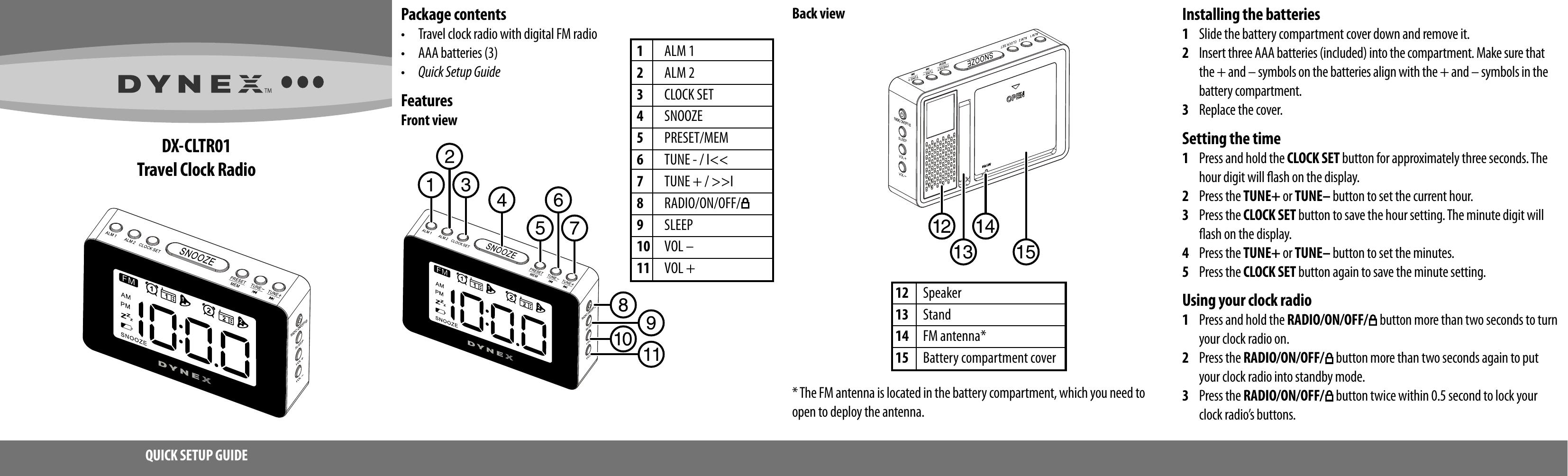 Dynex DX-CLTR01 Clock Radio User Manual