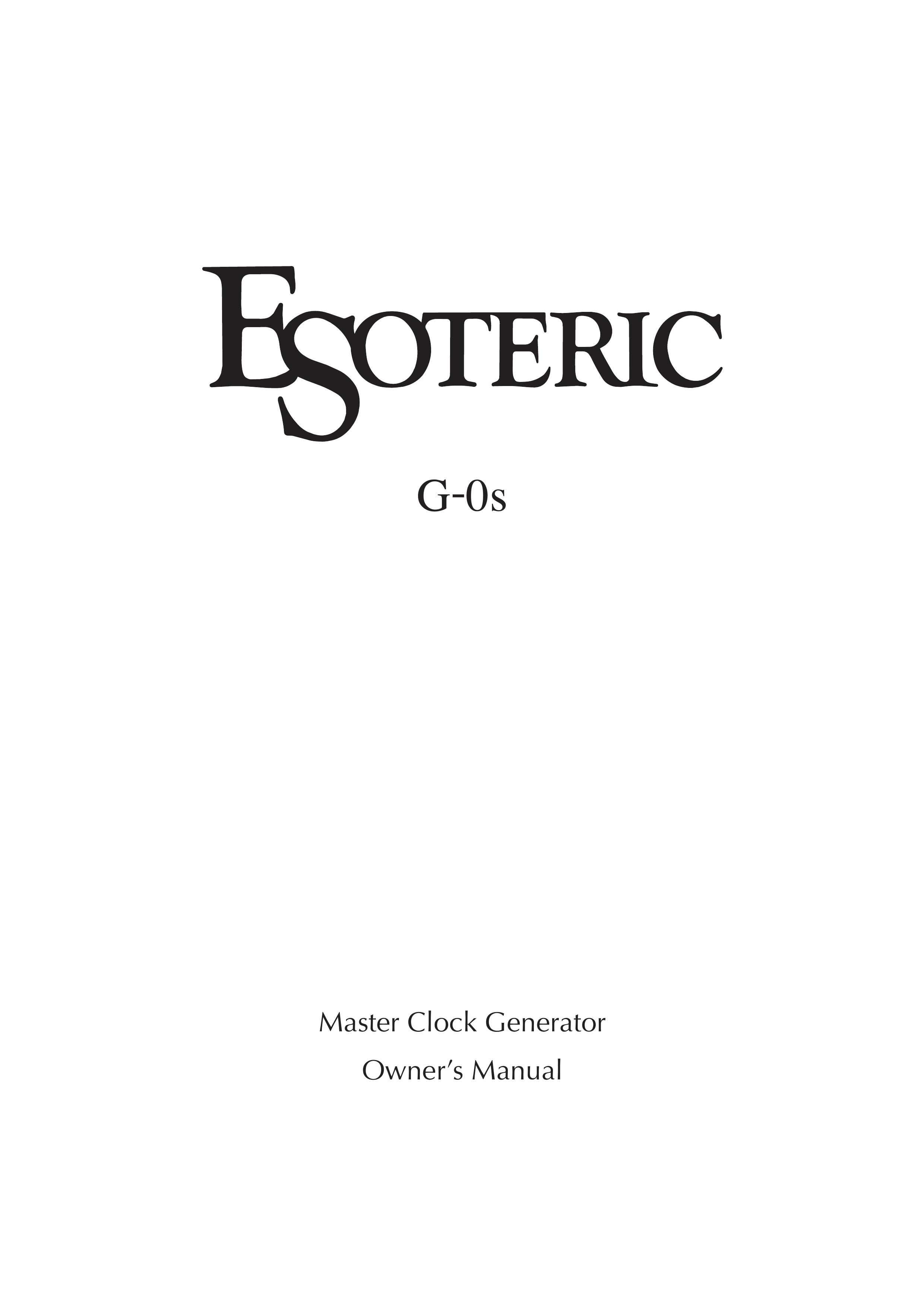 Esoteric G-0s Clock Radio User Manual
