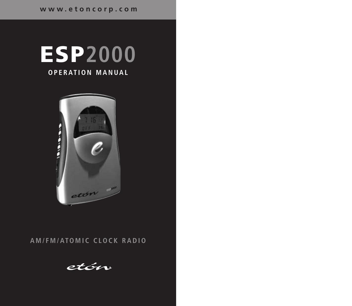 Eton ESP2000 Clock Radio User Manual