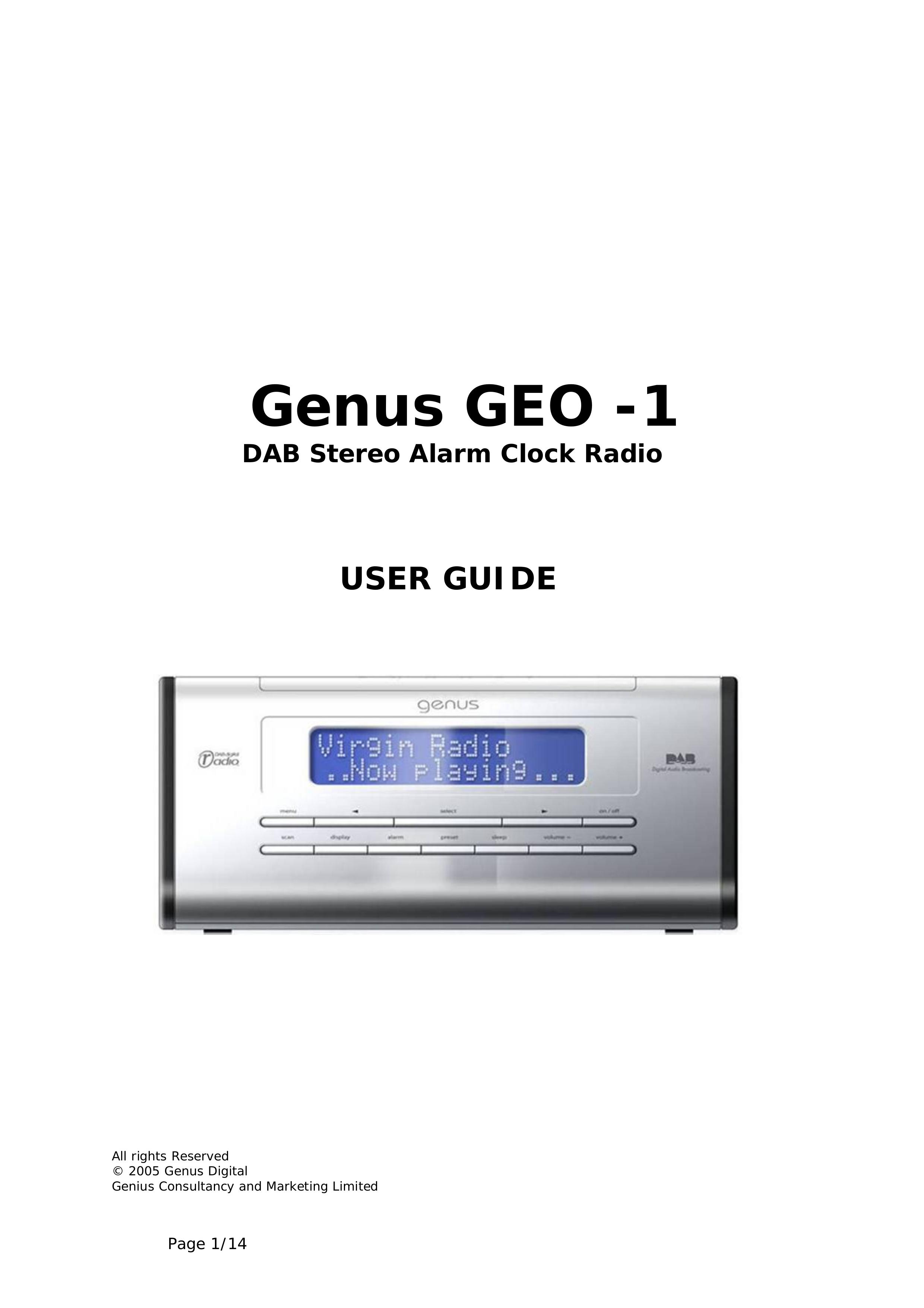 Genius GEO -1 Clock Radio User Manual