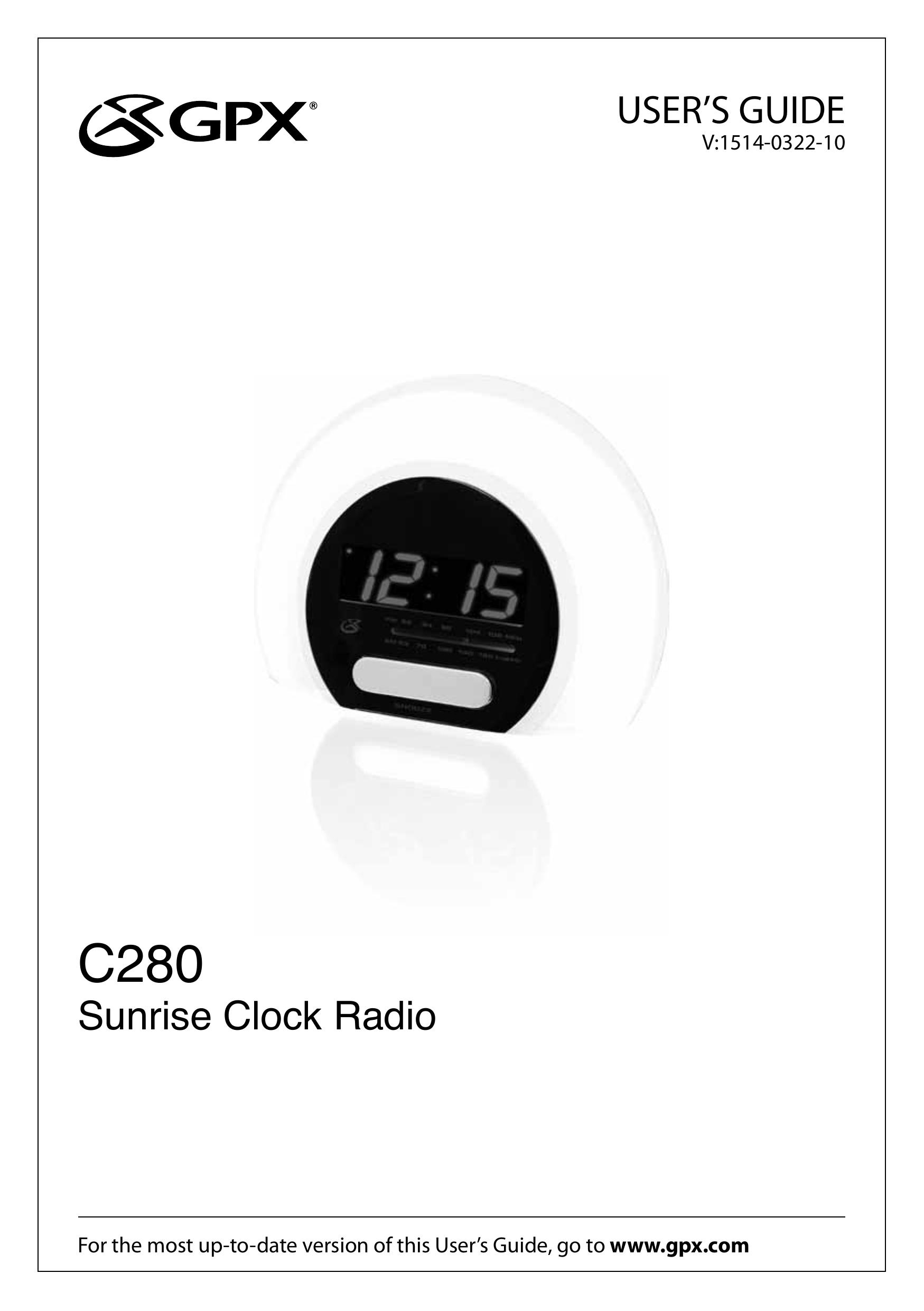 GPX 1514-0322-10 Clock Radio User Manual