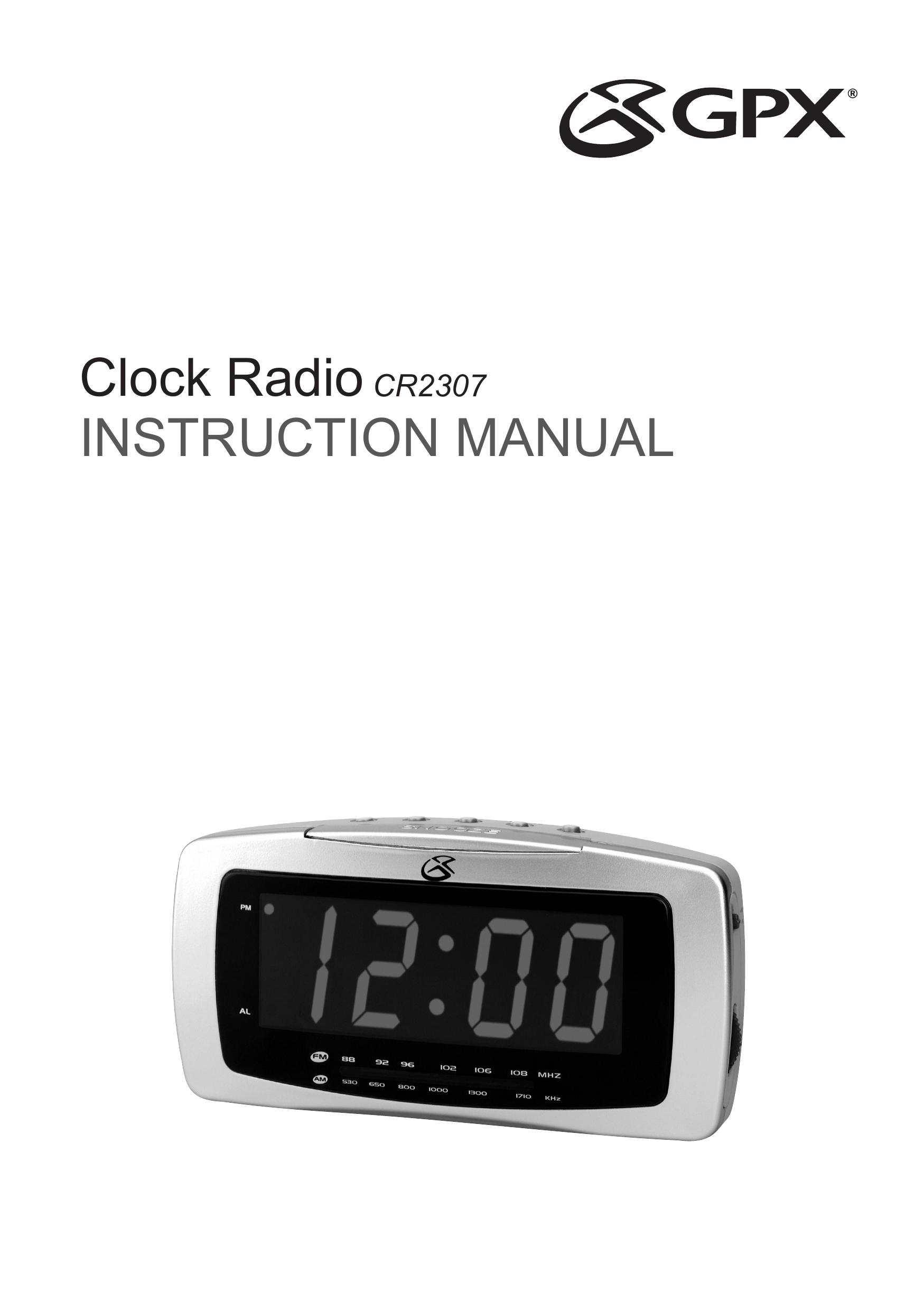 GPX CR2307 Clock Radio User Manual