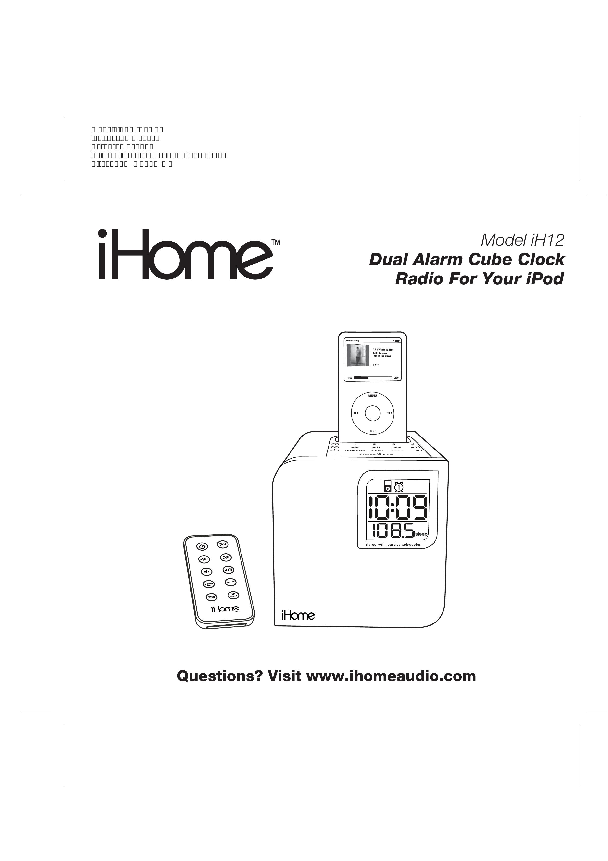 iHome iH12 Clock Radio User Manual