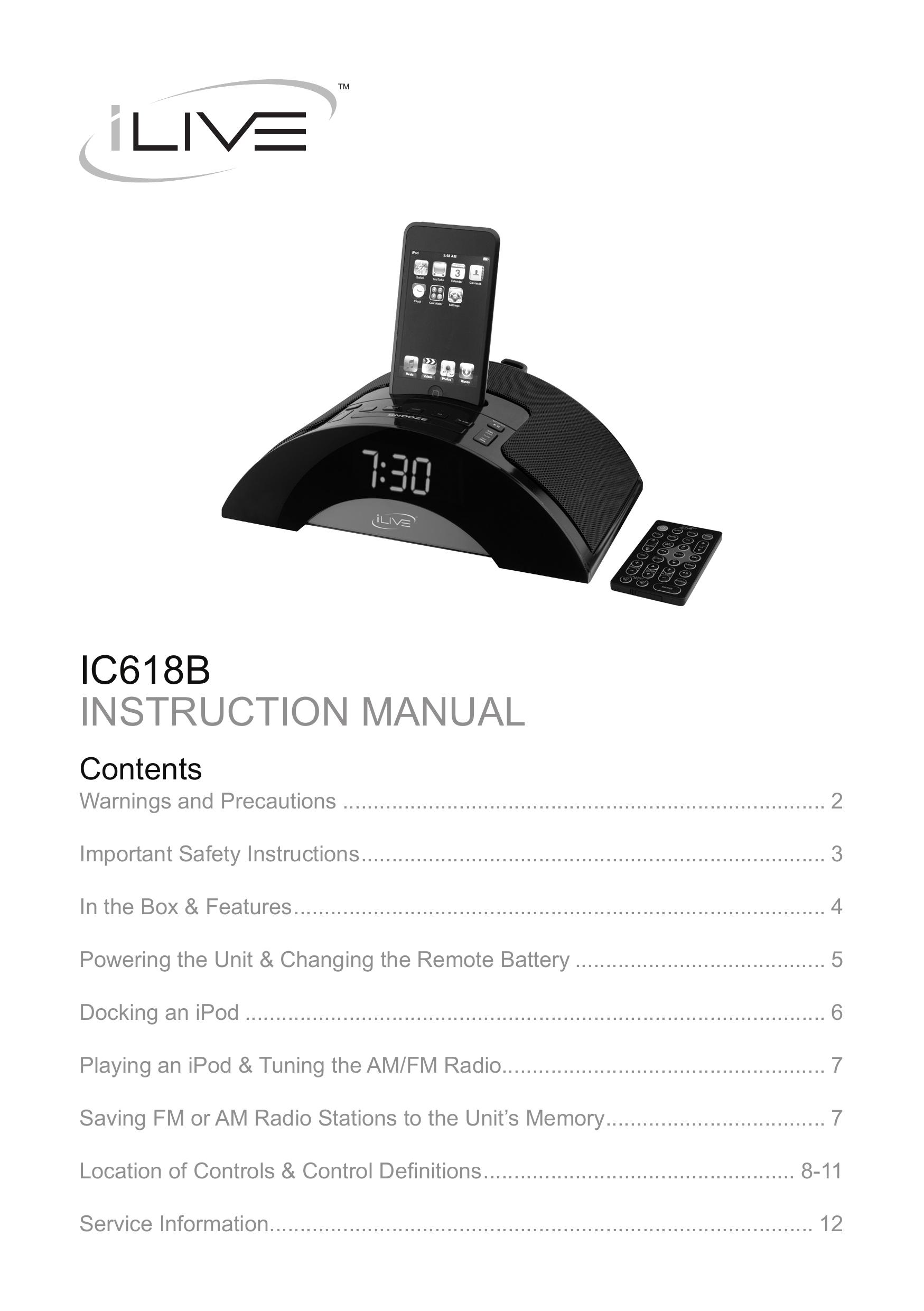 iLive IC618B Clock Radio User Manual