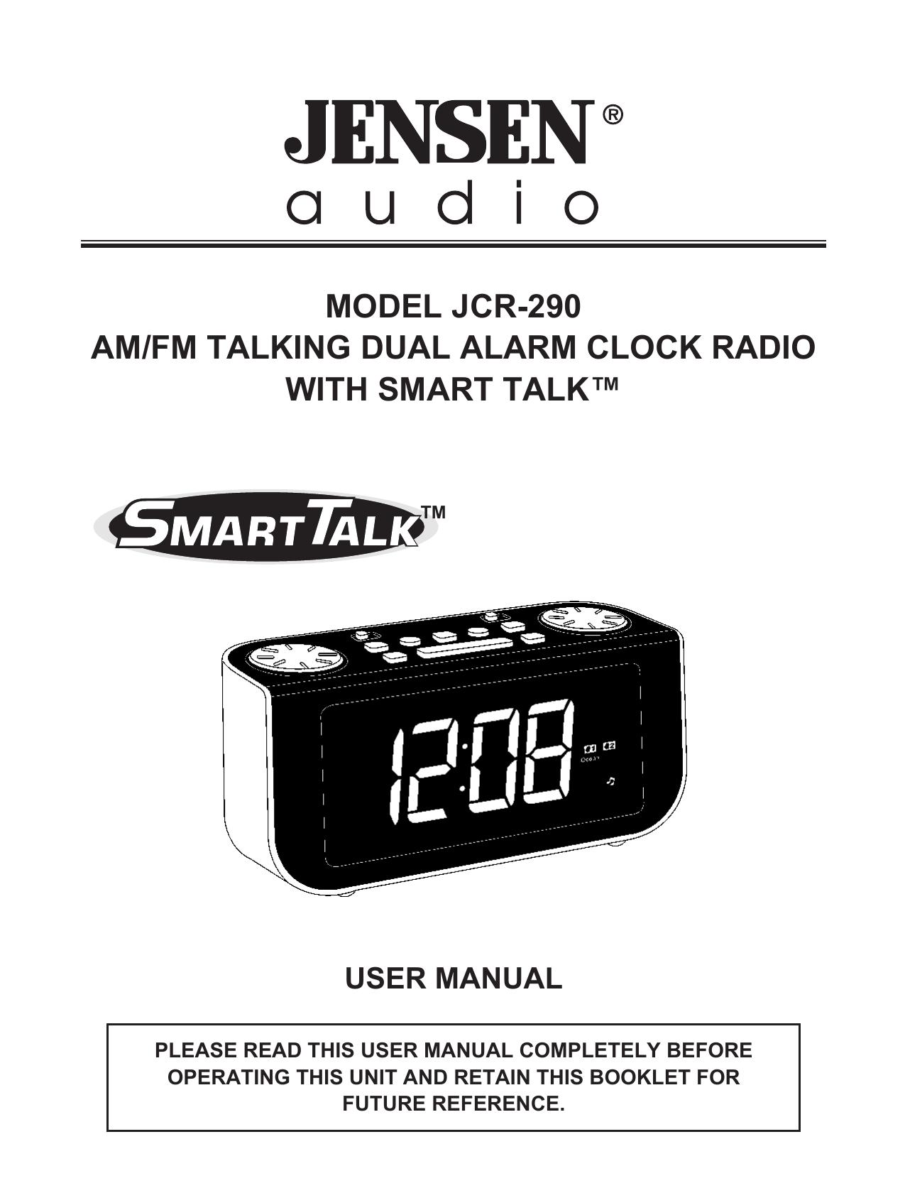 Jensen JCR-290 Clock Radio User Manual