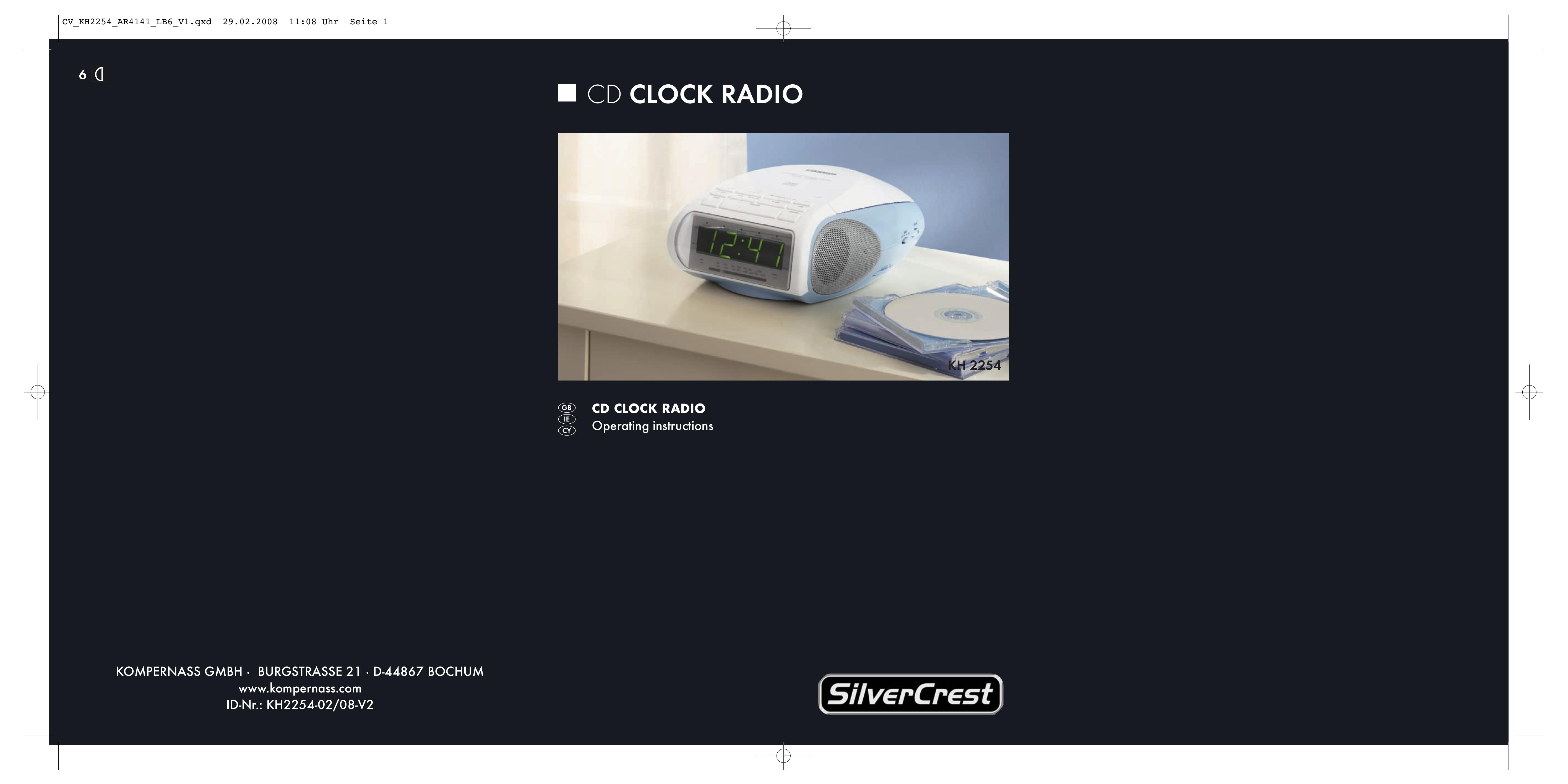 Kompernass KH 2254 Clock Radio User Manual