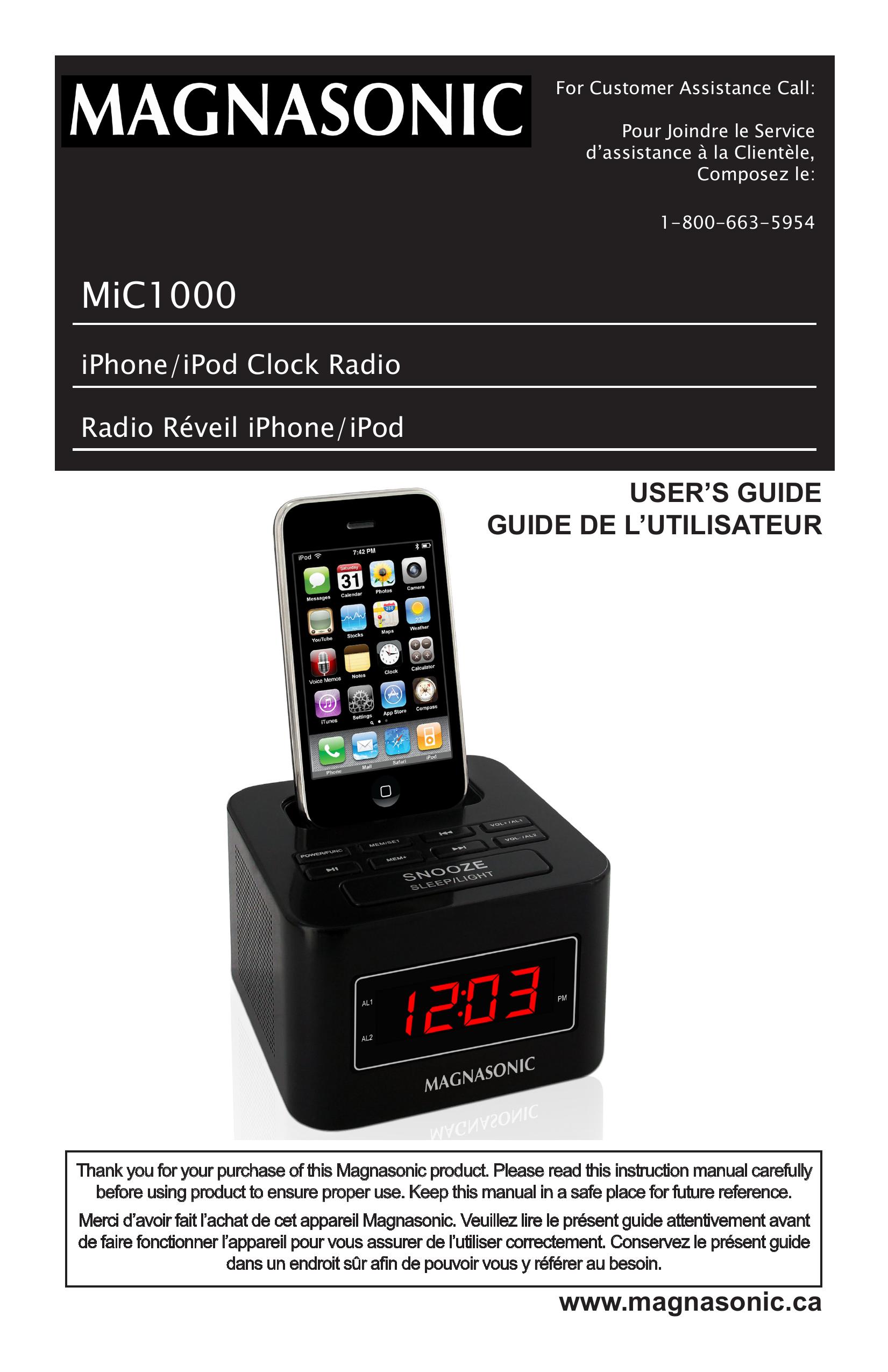 Magnasonic MiC1000 Clock Radio User Manual