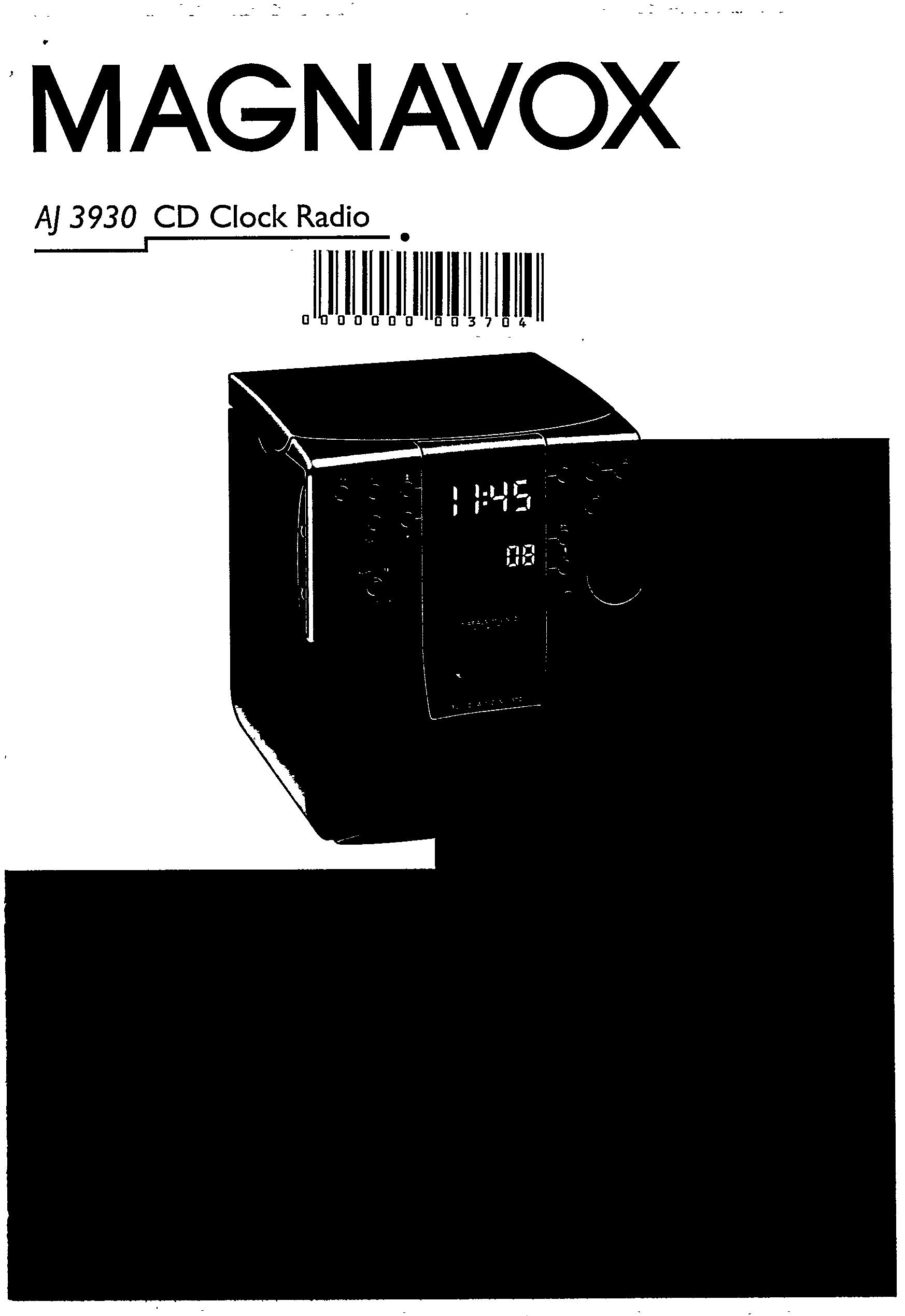 Magnavox AJ 3930/00 Clock Radio User Manual
