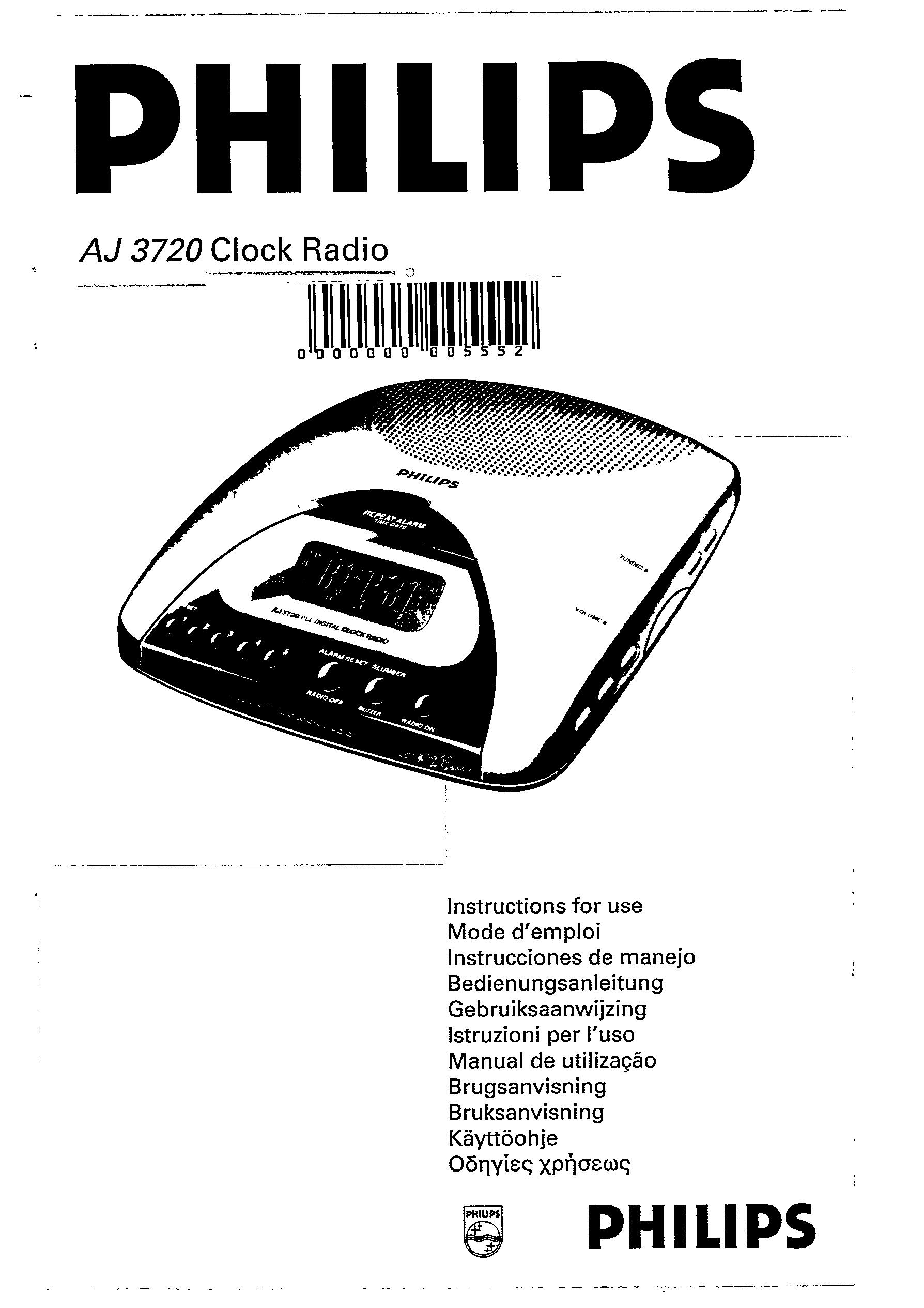 Magnavox AJ3720 Clock Radio User Manual