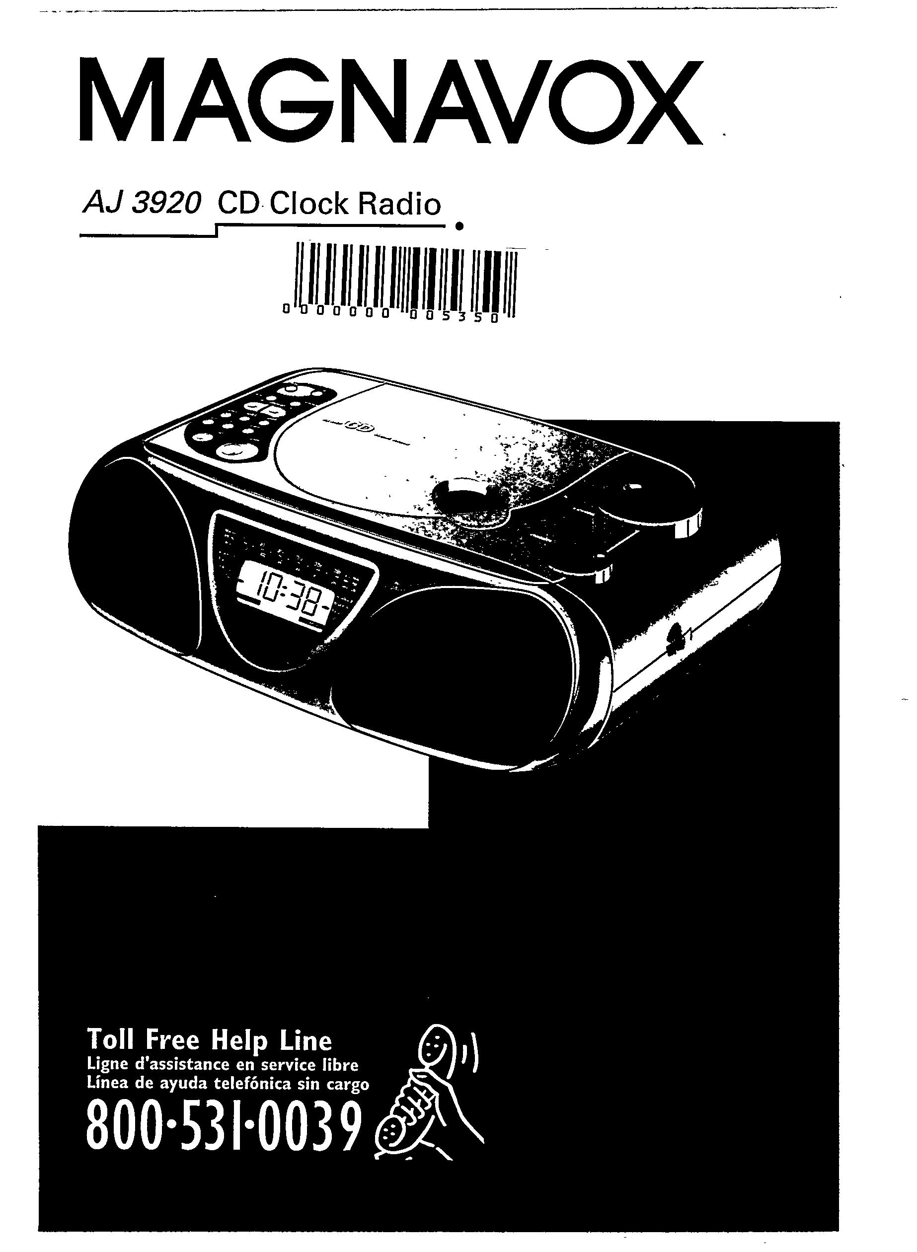 Magnavox aj3920 Clock Radio User Manual