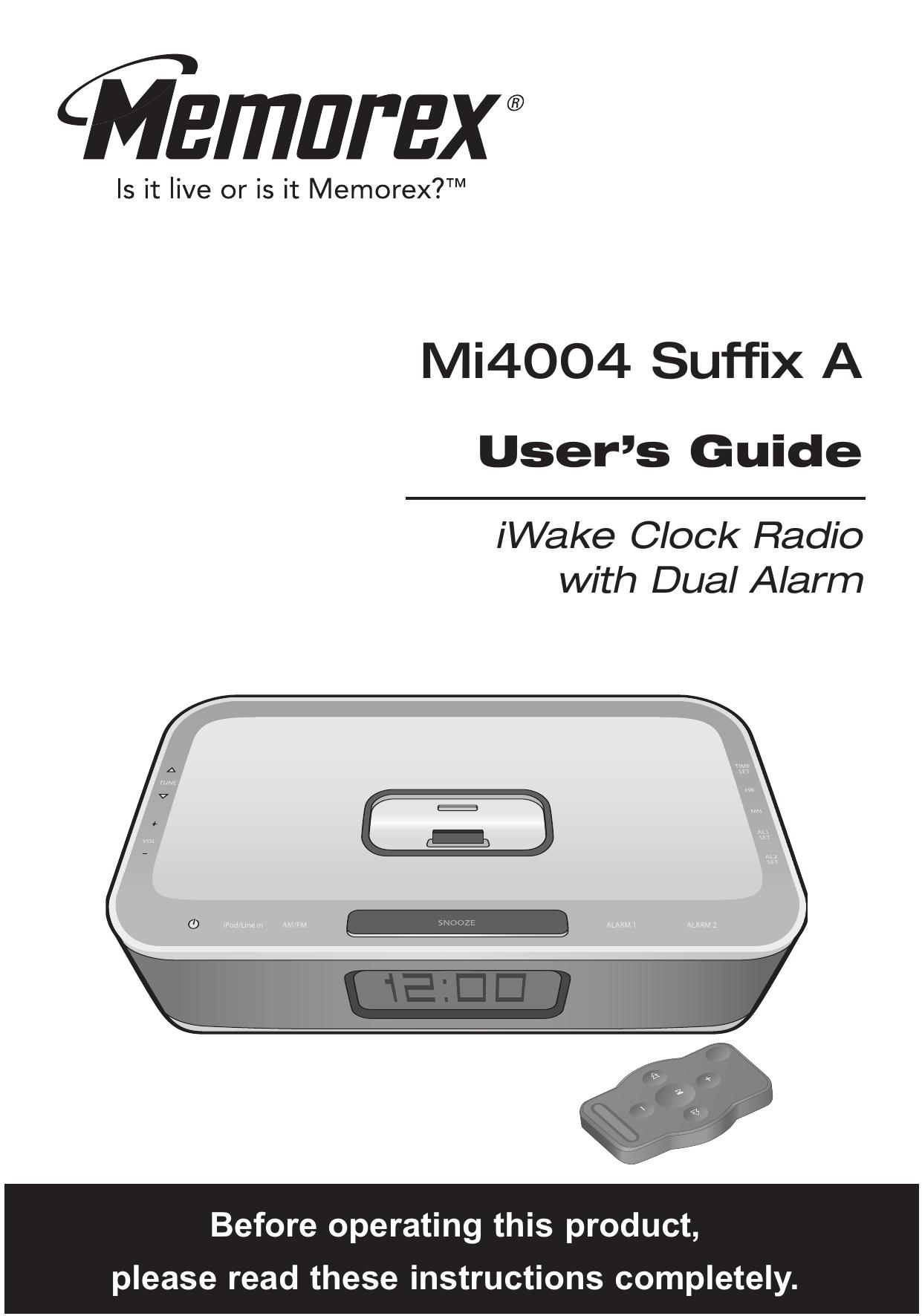 Memorex Mi4004 Clock Radio User Manual