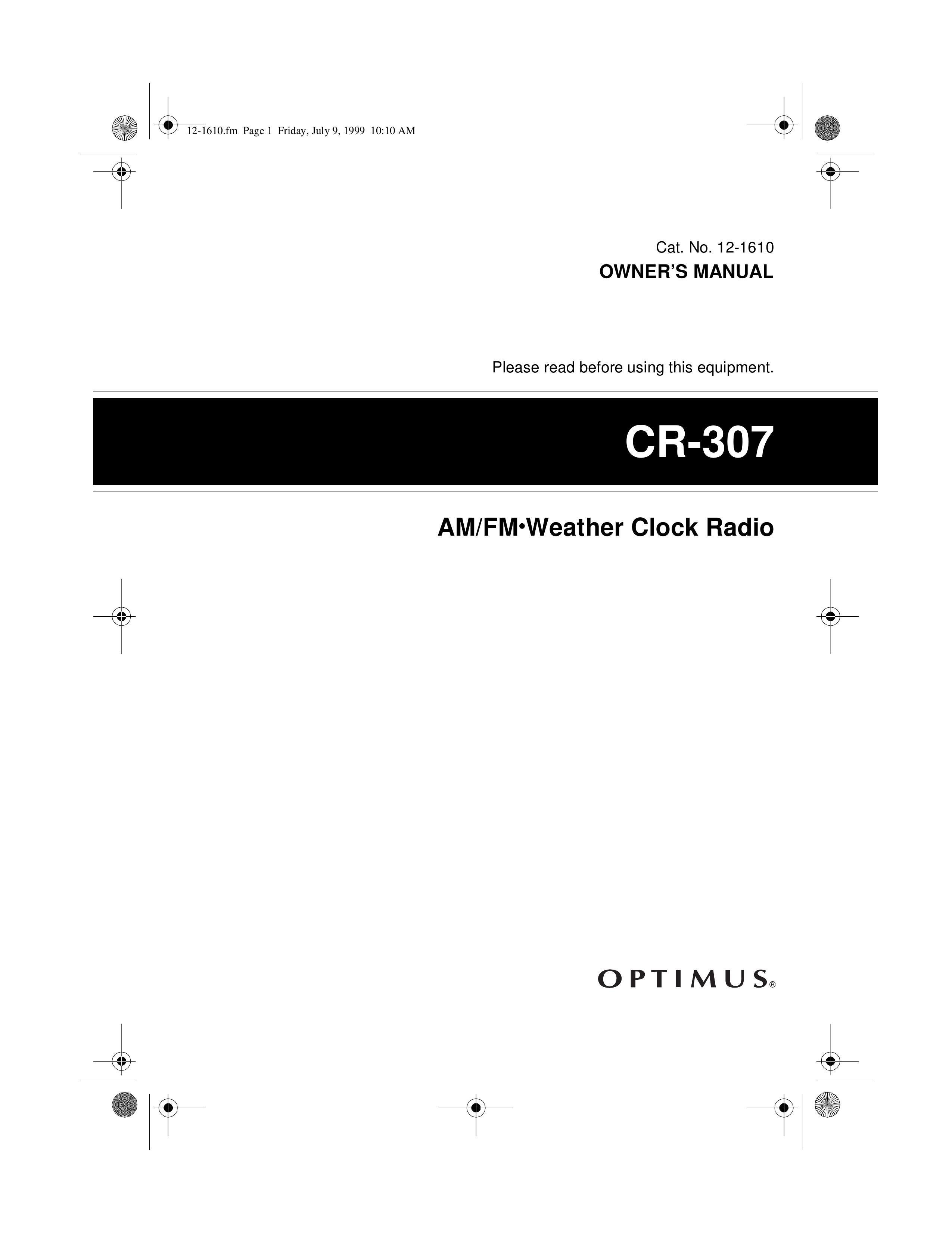 Optimus 12-1610 Clock Radio User Manual