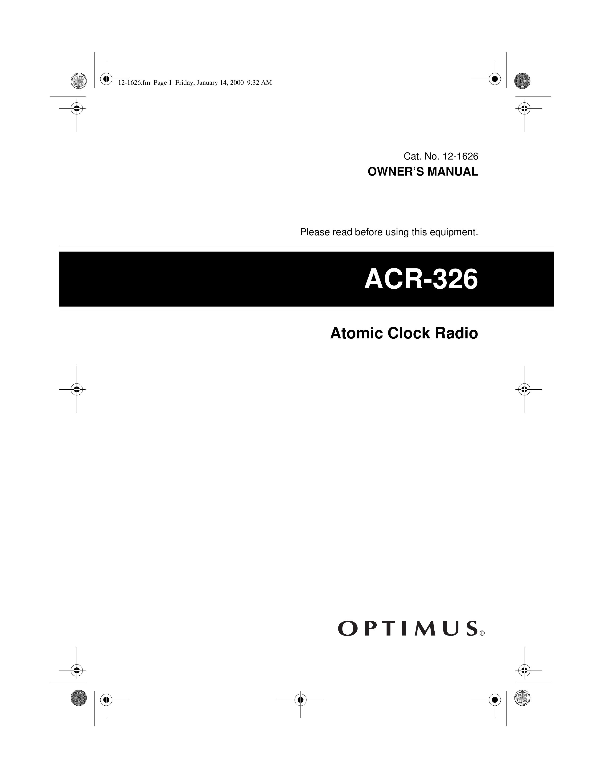 Optimus 12-1626 Clock Radio User Manual