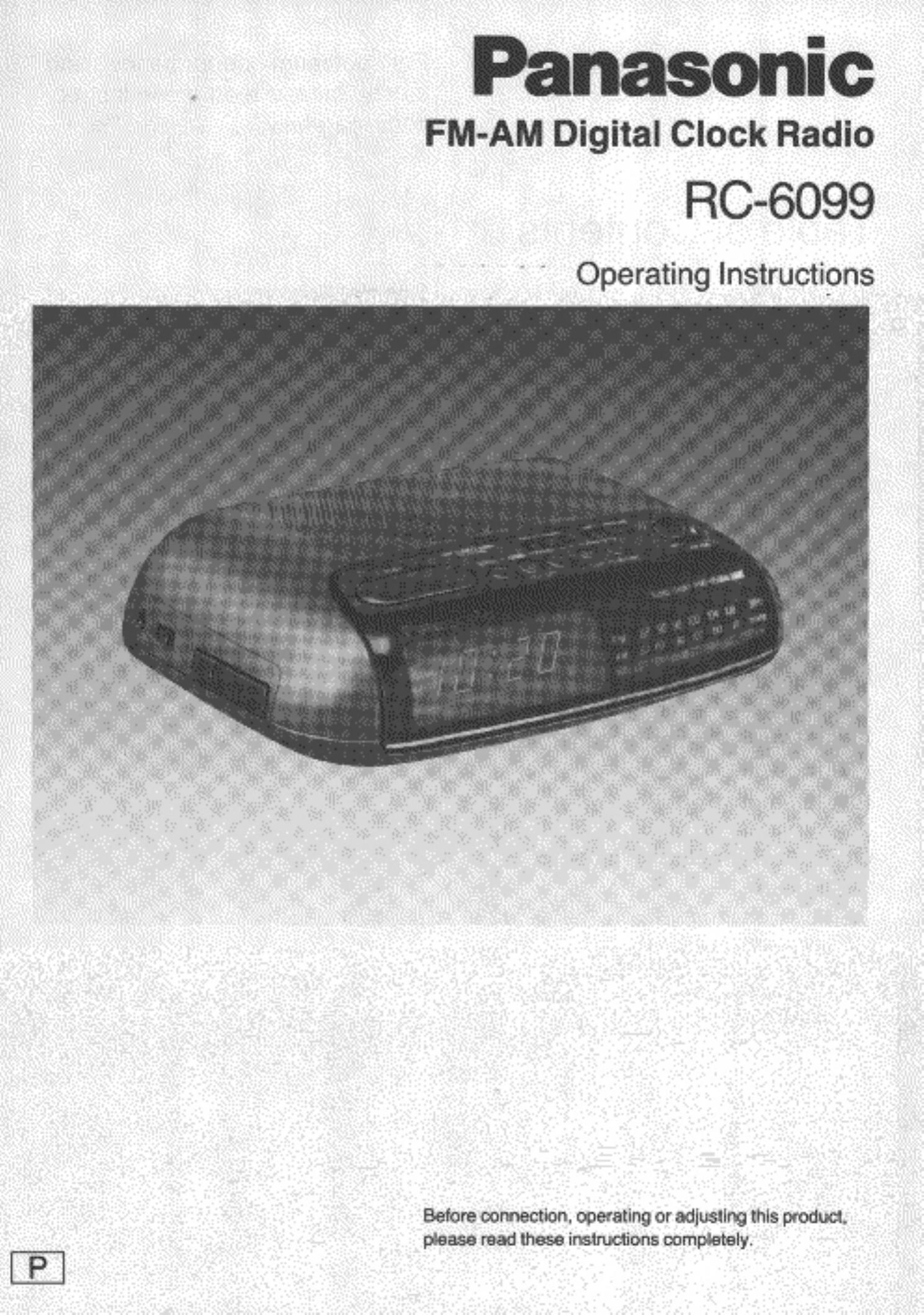 Panasonic RC6099 Clock Radio User Manual