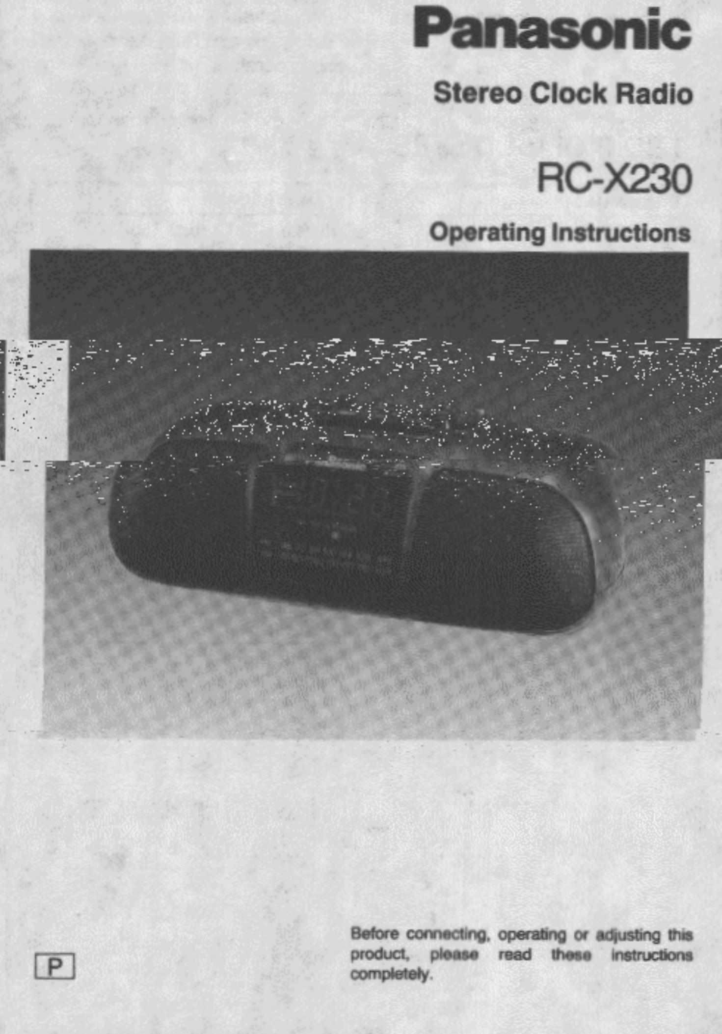 Panasonic RCX230 Clock Radio User Manual