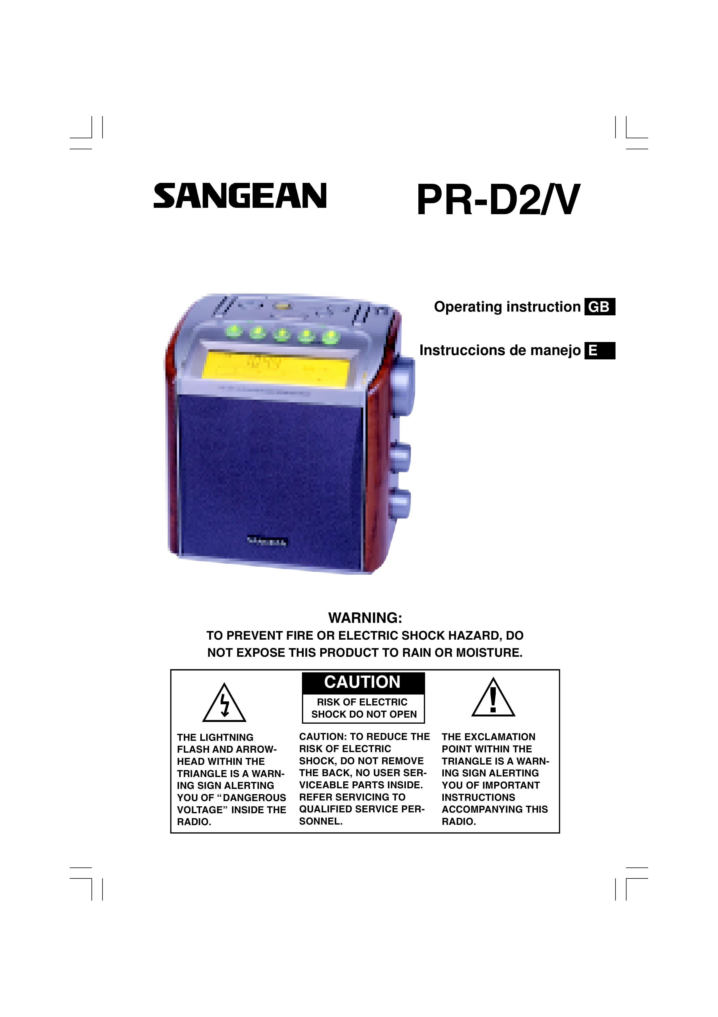 Sangean Electronics PR-D2/V Clock Radio User Manual
