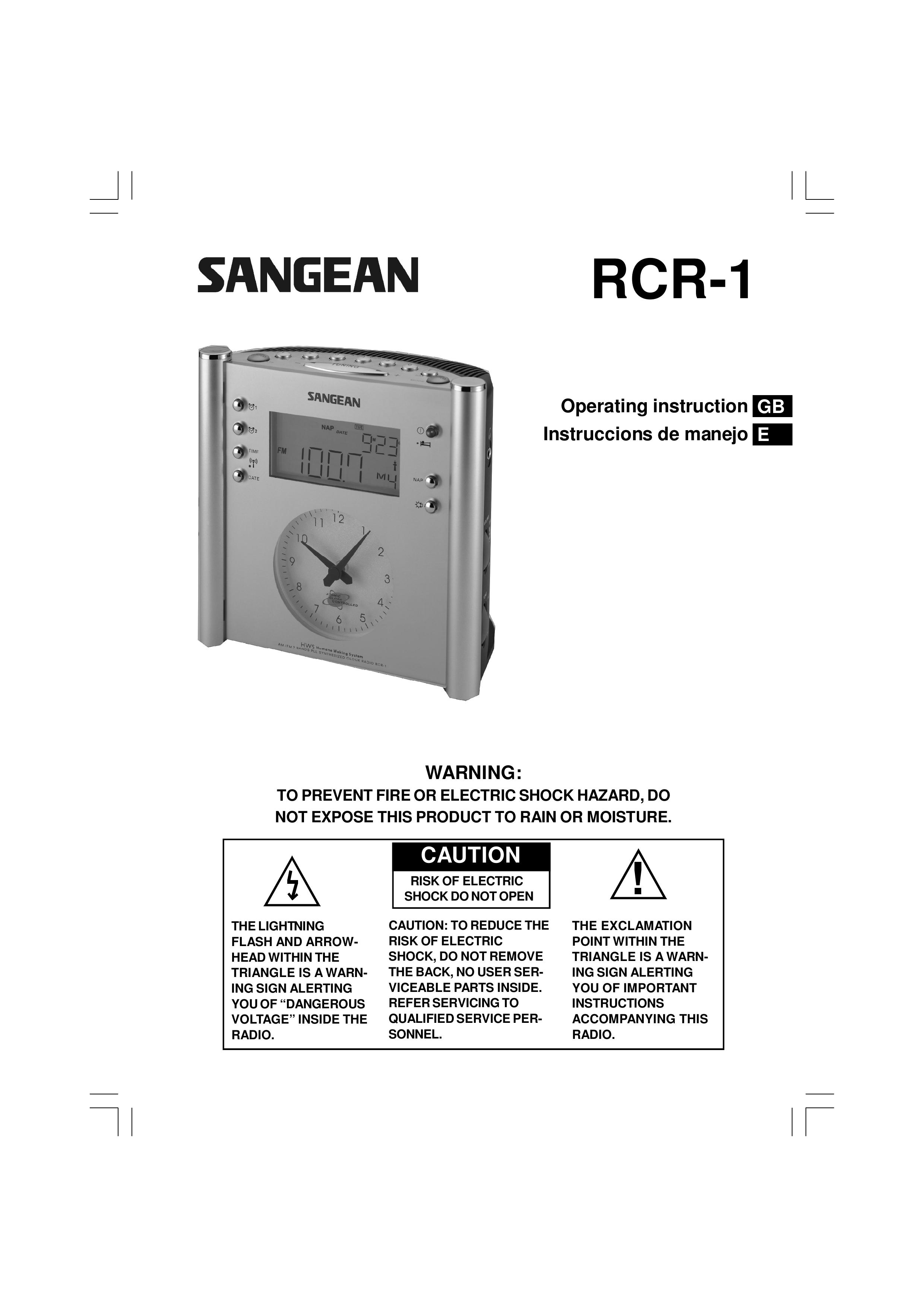 Sangean Electronics RCR-1 Clock Radio User Manual