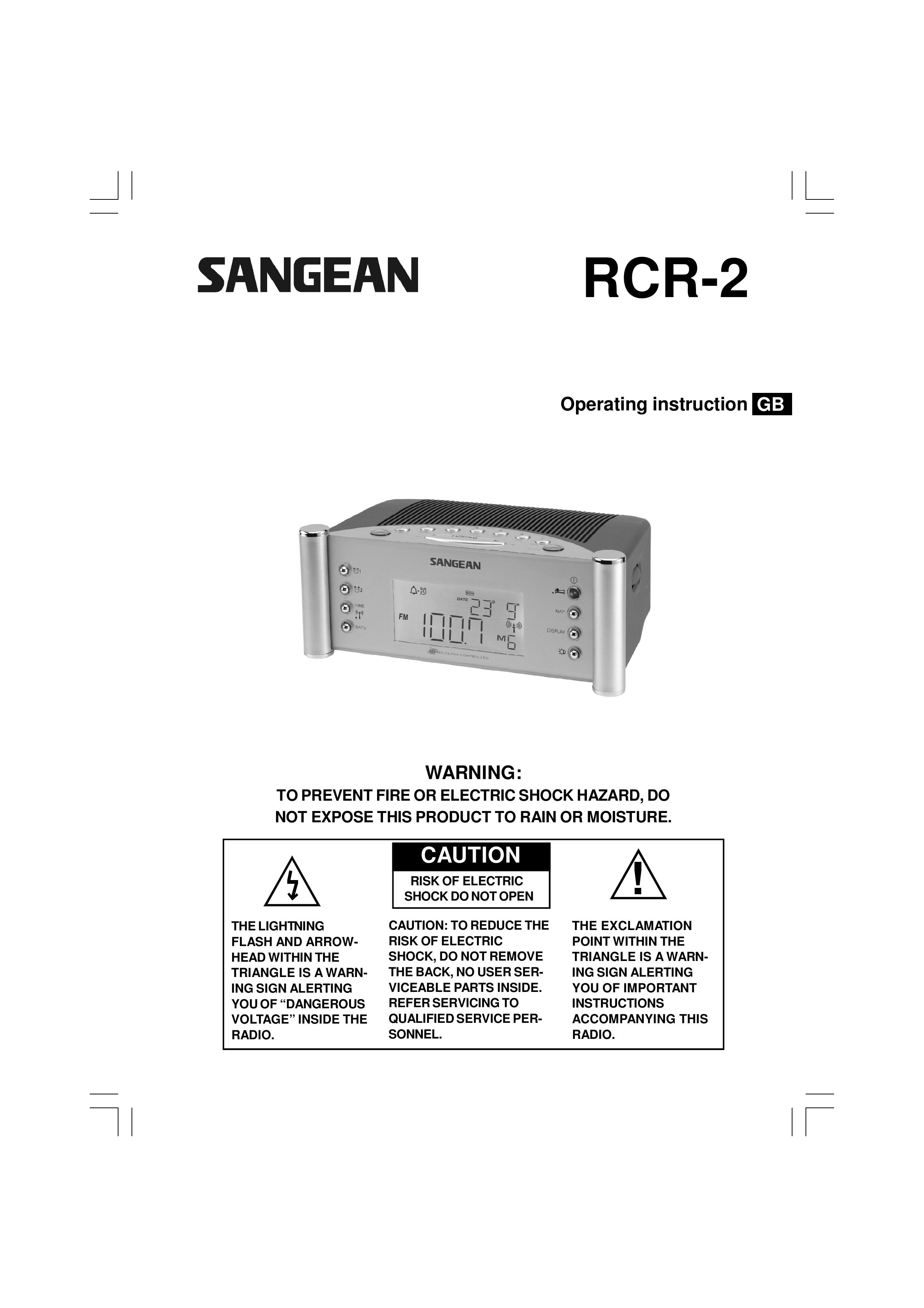Sangean Electronics RCR-2 Clock Radio User Manual