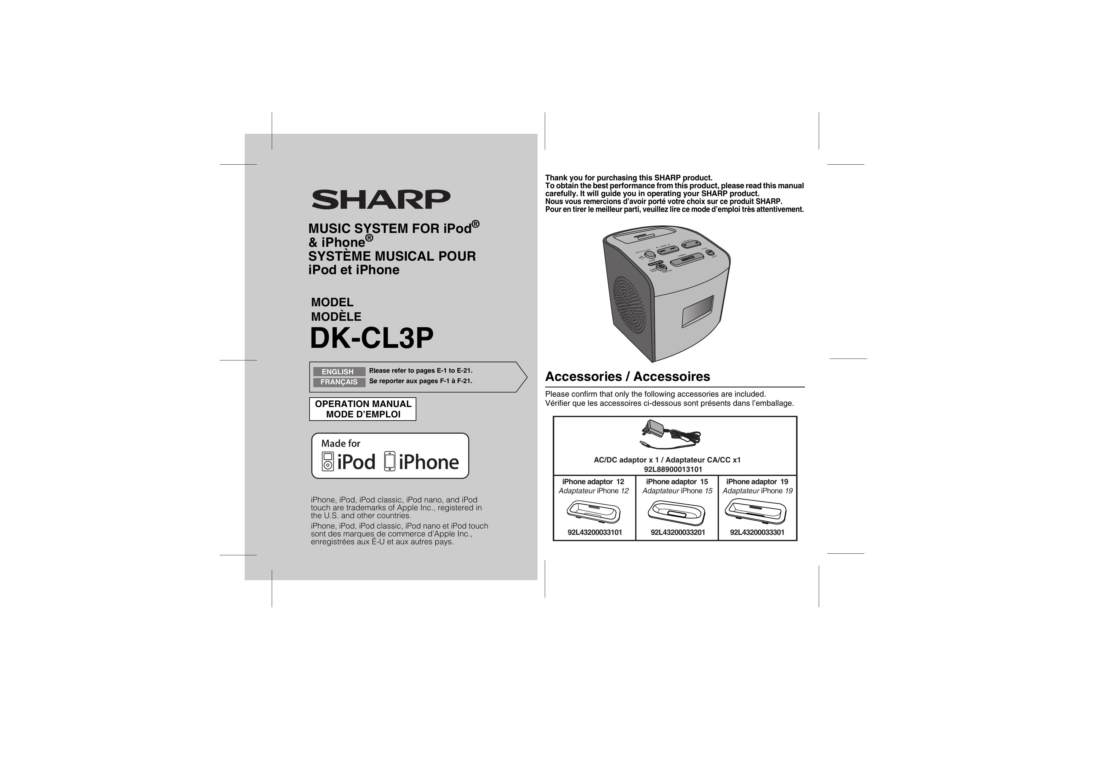 Sharp DK-CL3P Clock Radio User Manual