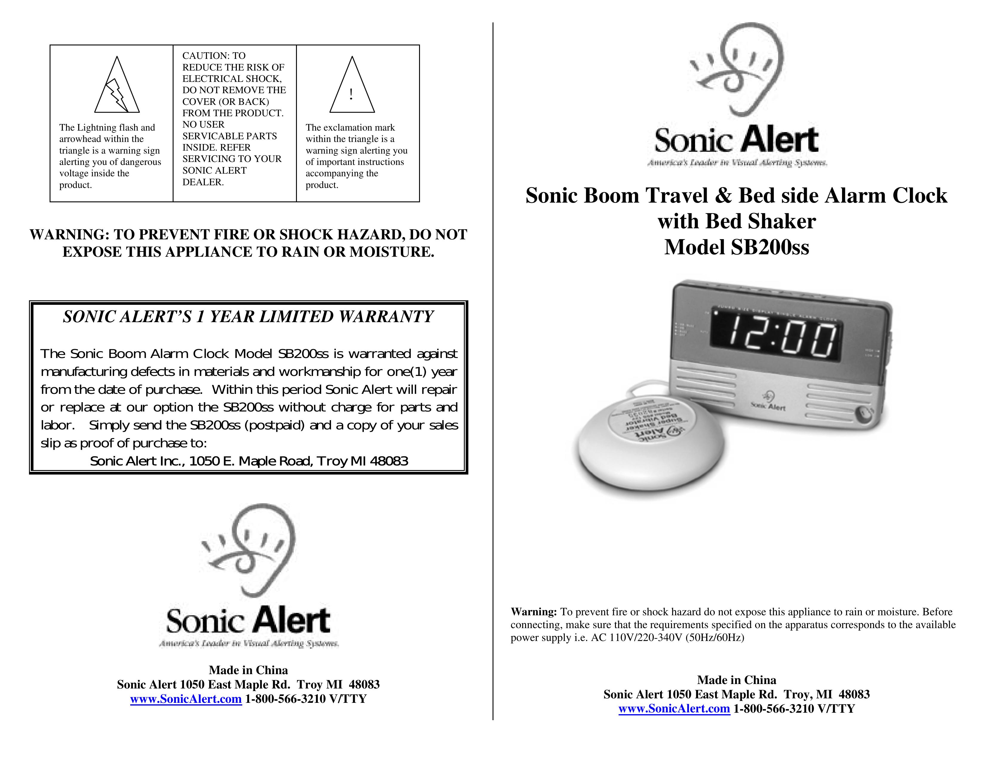 Sonic Alert SB200ss Clock Radio User Manual