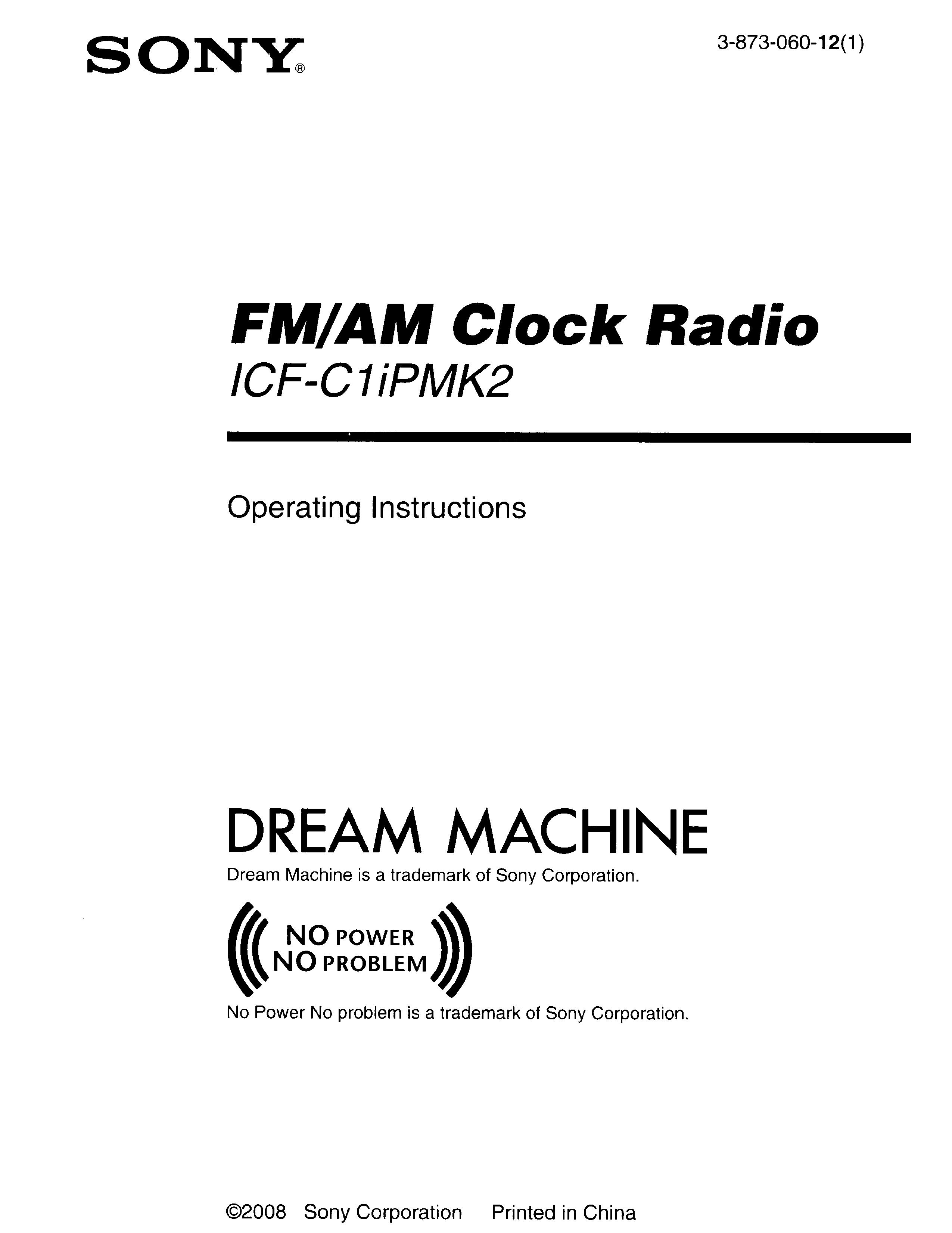 Sony ICF-C1PiPMK2 Clock Radio User Manual