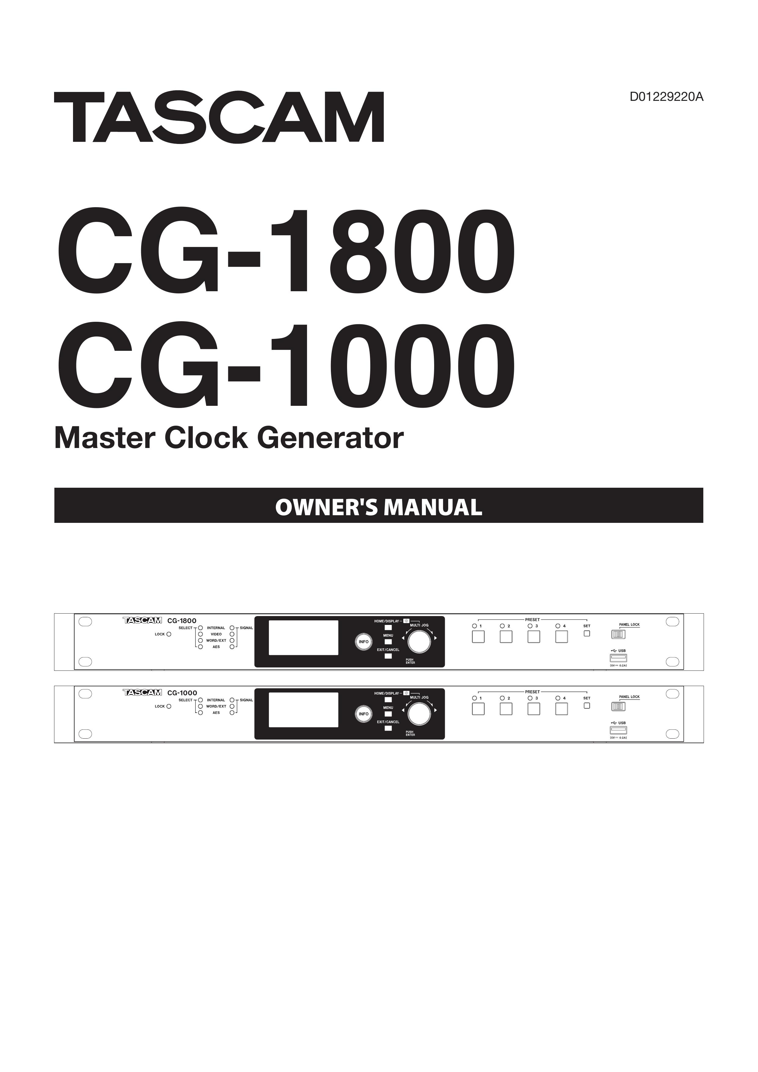 Tascam cg1800 Clock Radio User Manual