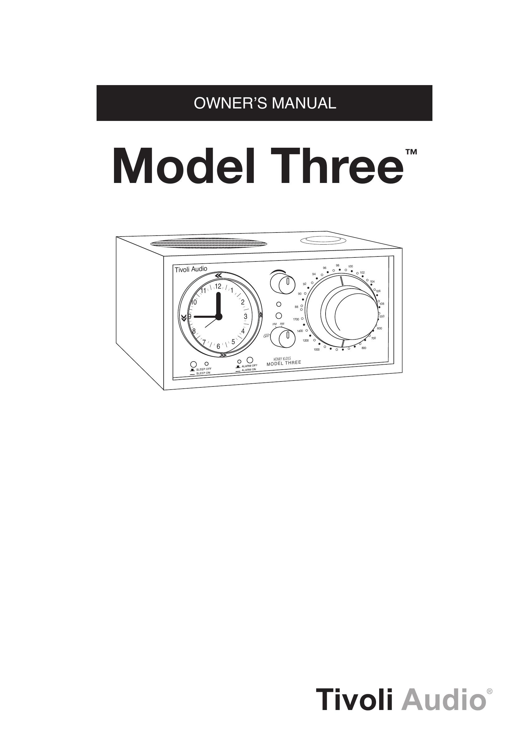 Tivoli Audio Model Three Clock Radio User Manual