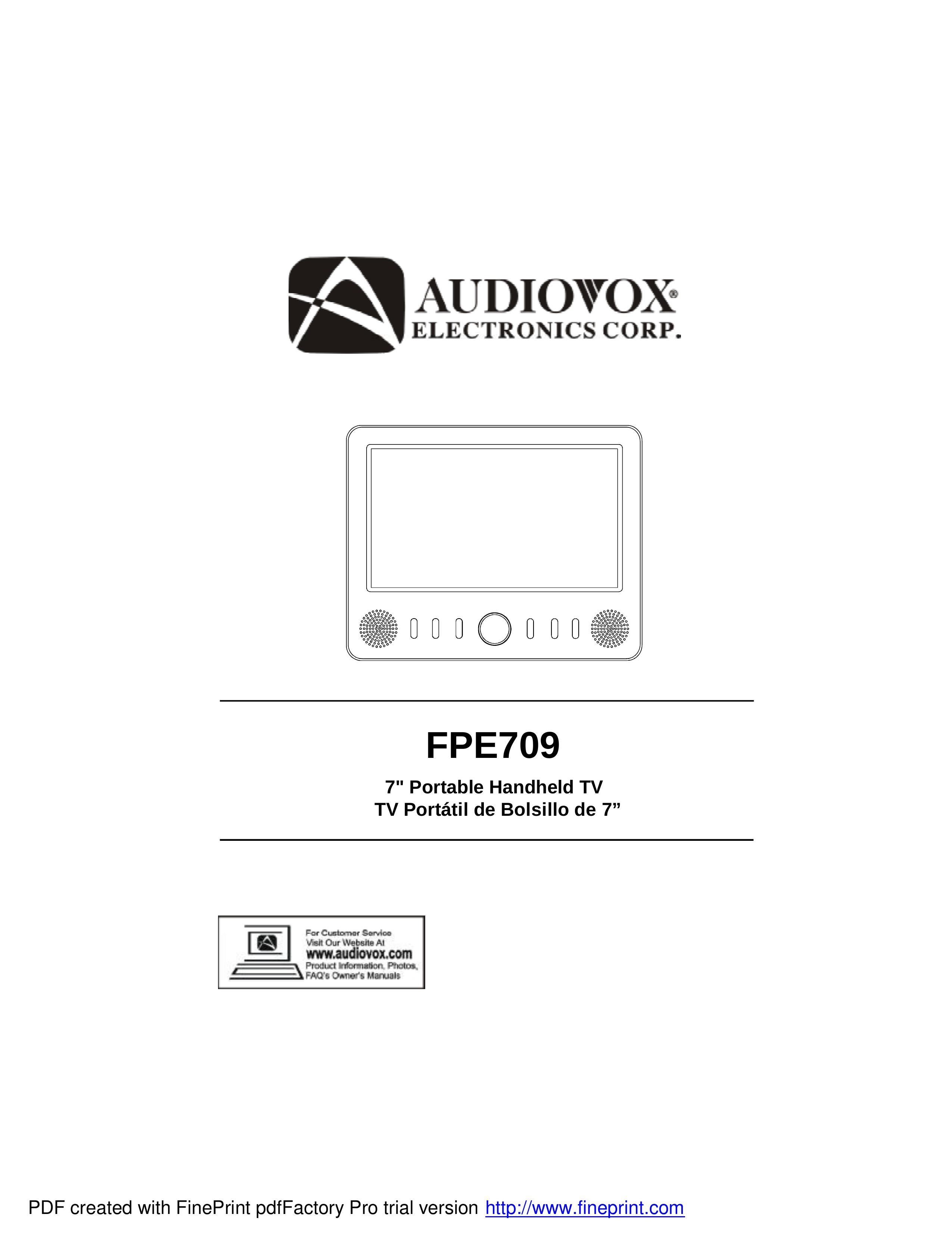 Audiovox FPE709 Handheld TV User Manual