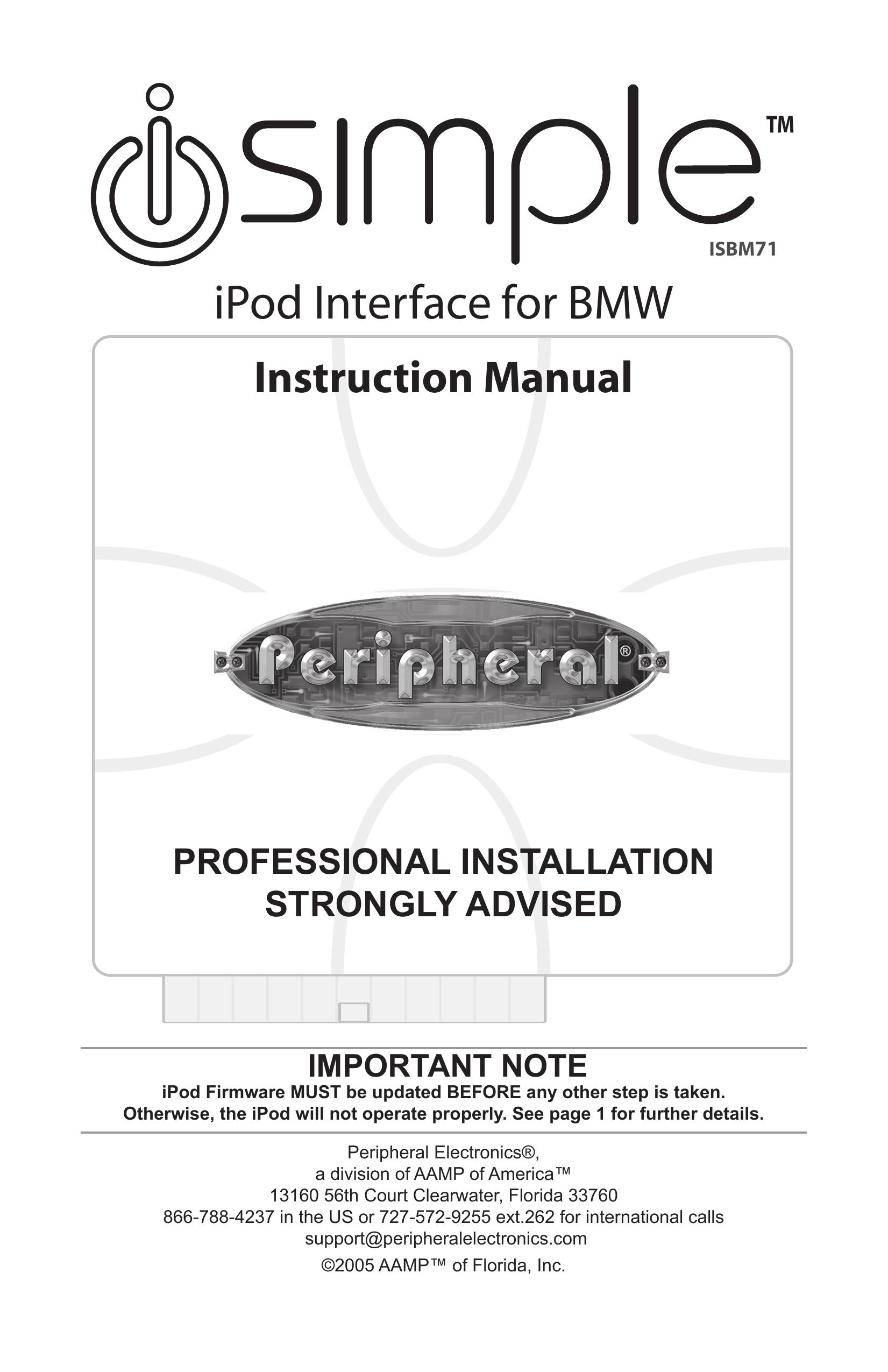 AAMP of America Simple iPod Interface for BMW MP3 Docking Station User Manual
