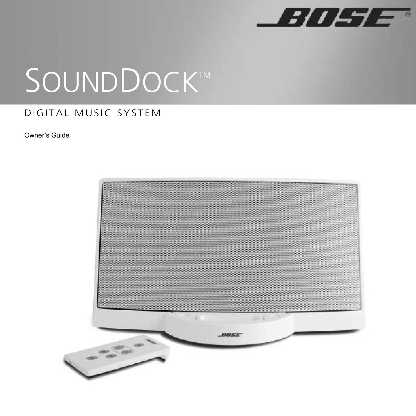 Bose SOUNDDOCKTM DIGITAL MUSIC SYSTEM MP3 Docking Station User Manual