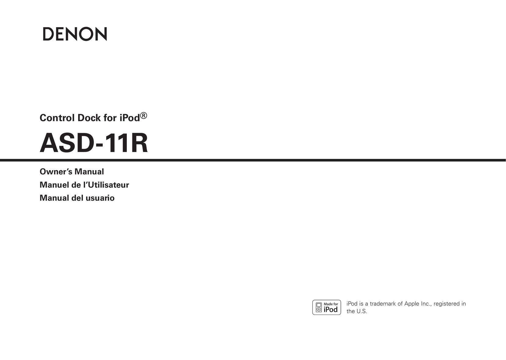 Denon ASD-11R MP3 Docking Station User Manual
